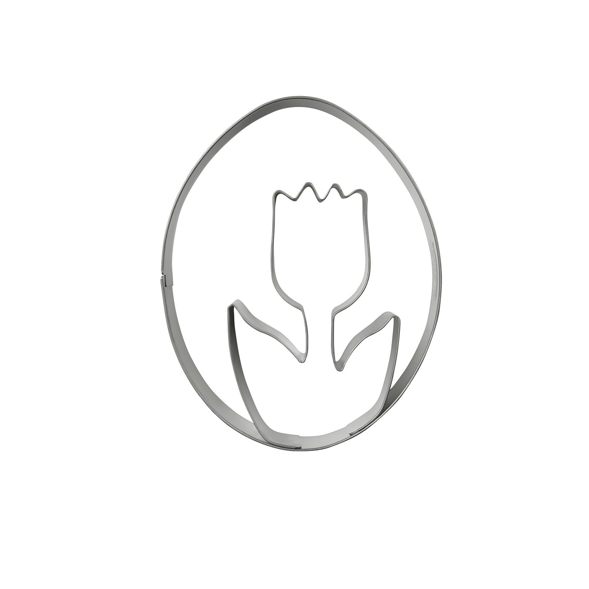 Ei-Ausstecher, Motiv Hase und Tulpe Goldiges Ostern, 2 Stk