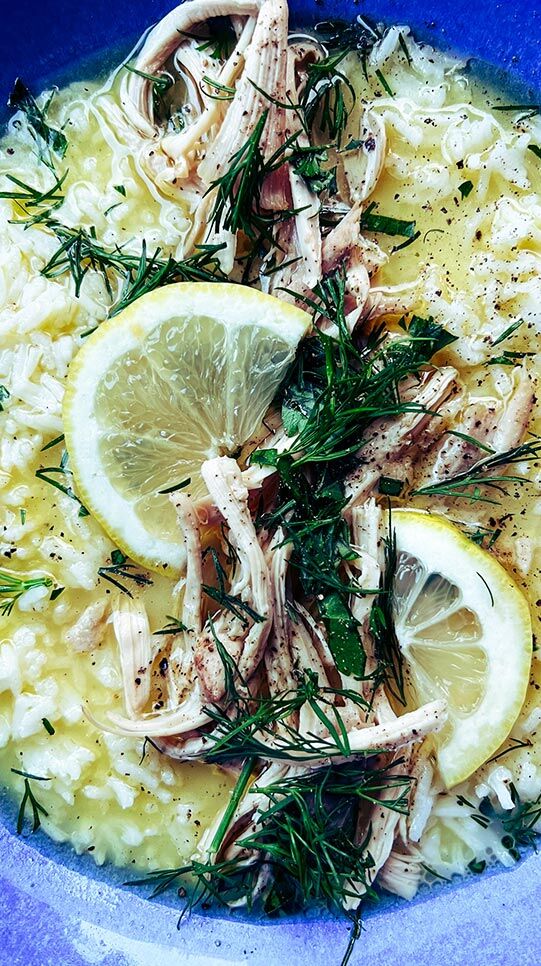 Griechische Zitronen-Hühner-Reis-Suppe