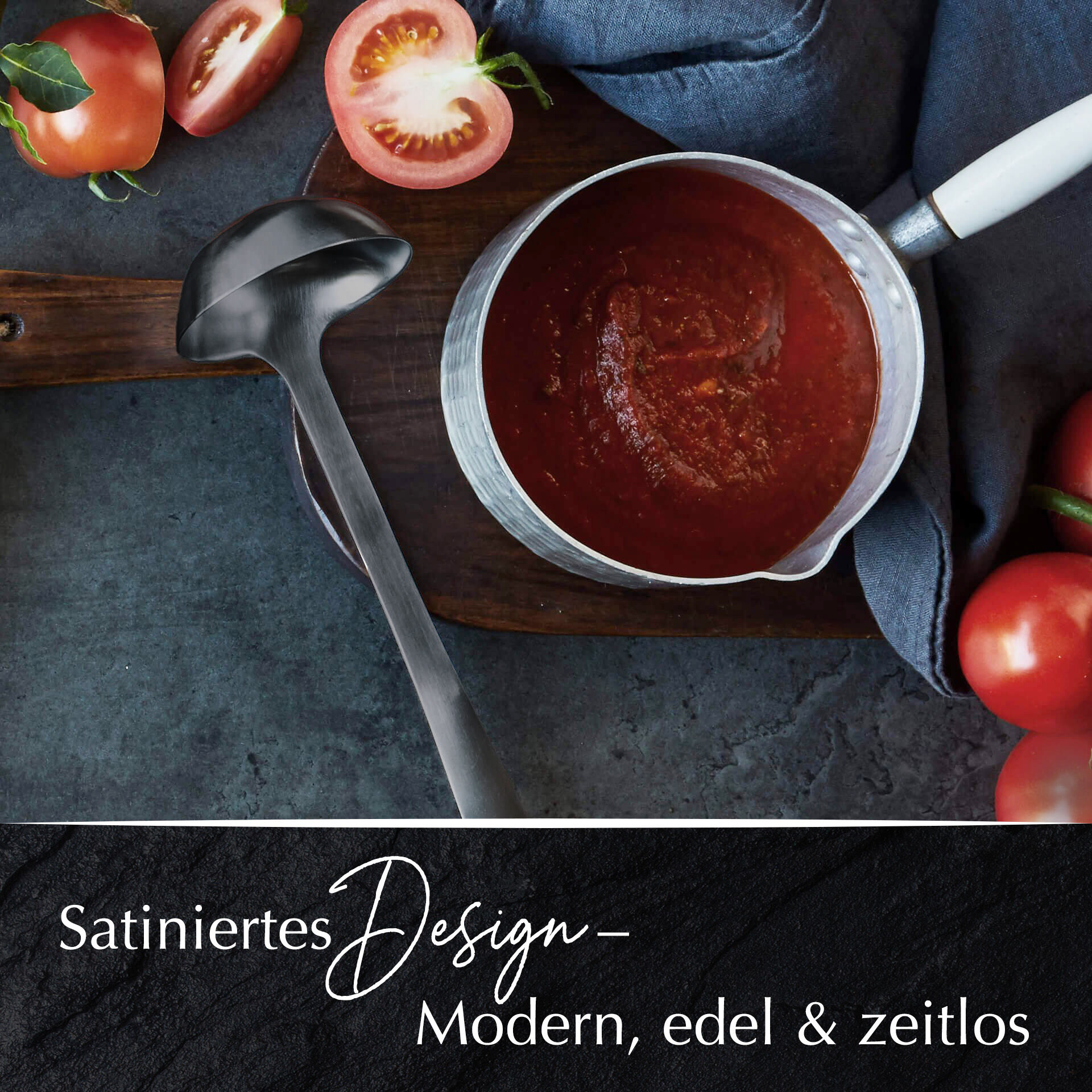 Schöpflöffel Satin, schwarz, Edelstahl