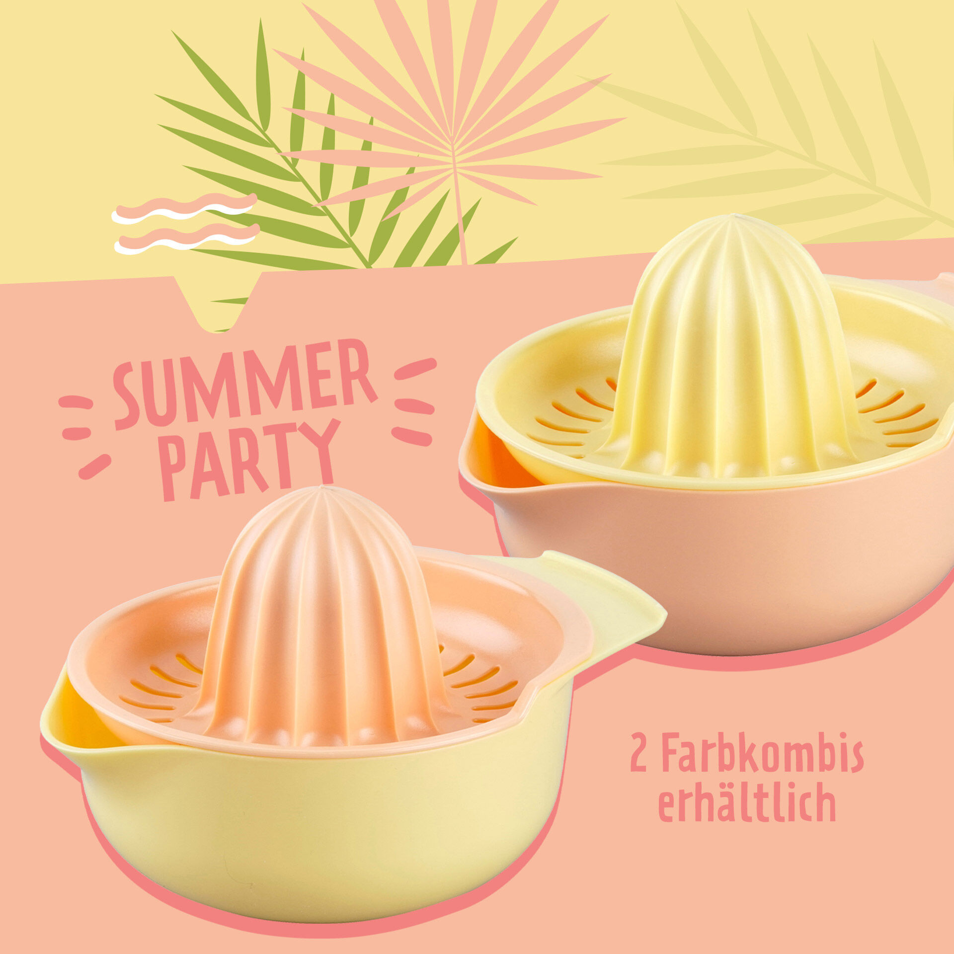 Zitronenpresse Sommerparty, gelb/orange, 2-teilig