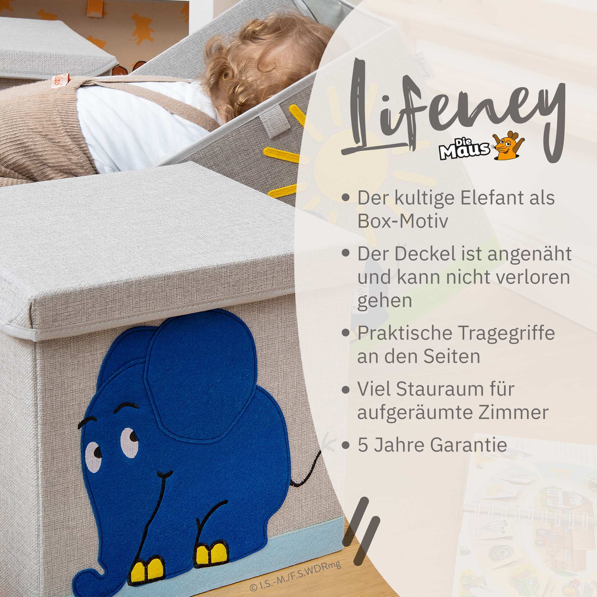 Aufbewahrungsbox mit Deckel DieMaus Elefant