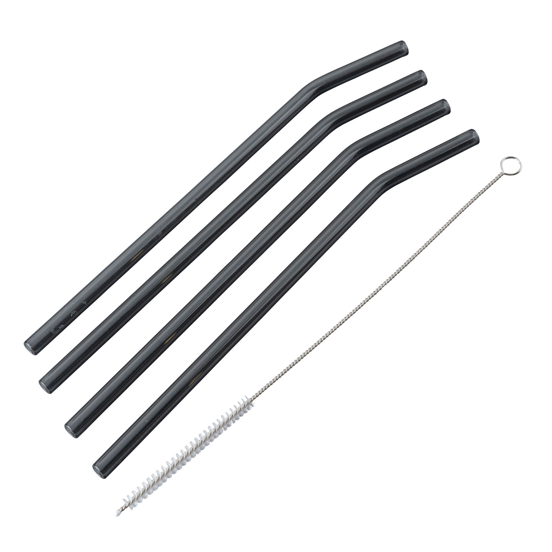 Strohhalm / Trinkhalm mit Bürste, 23,5 cm, Glas, 5-teilig