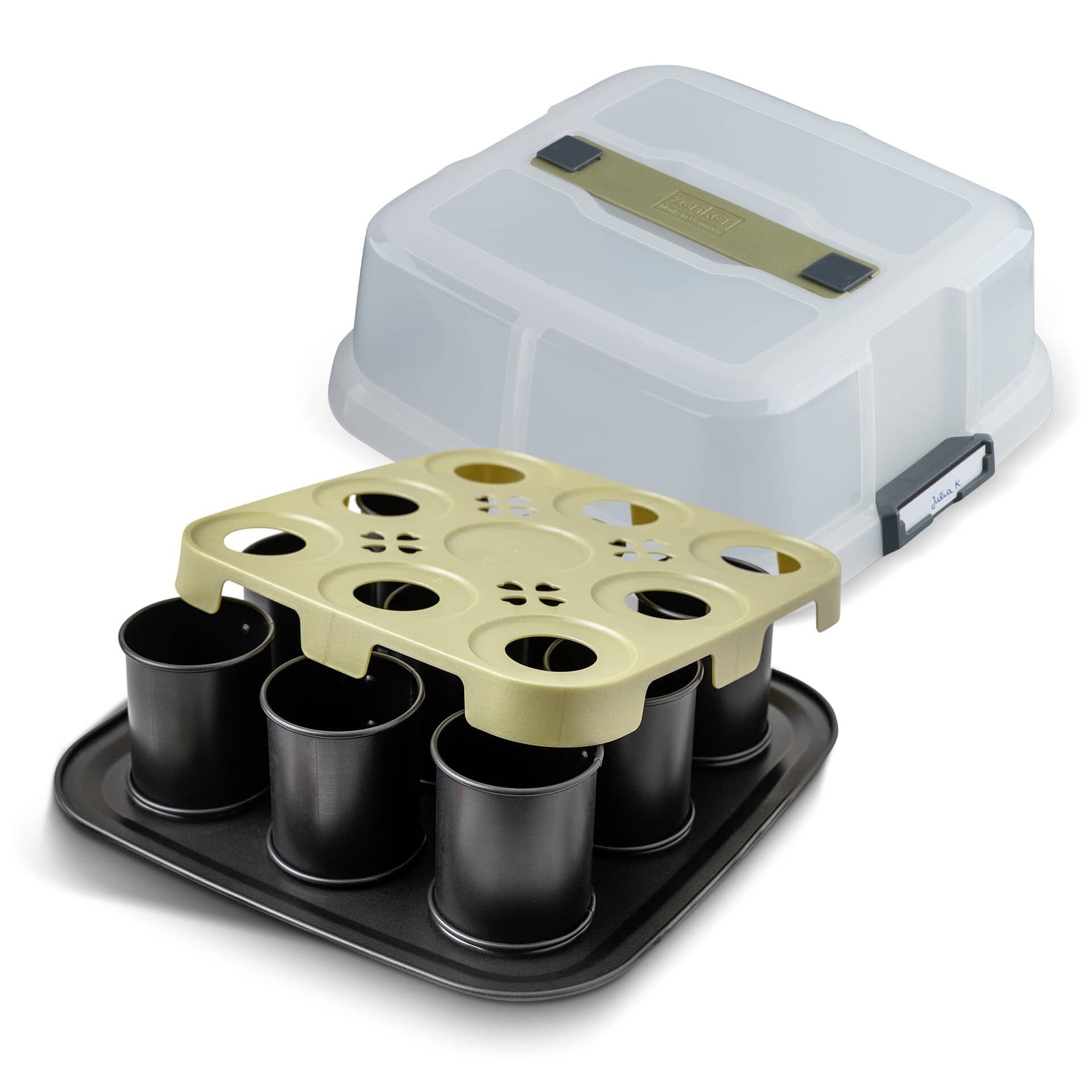 Mini Törtchen Backblech mit Transporthaube & Törtchenretter, 9er