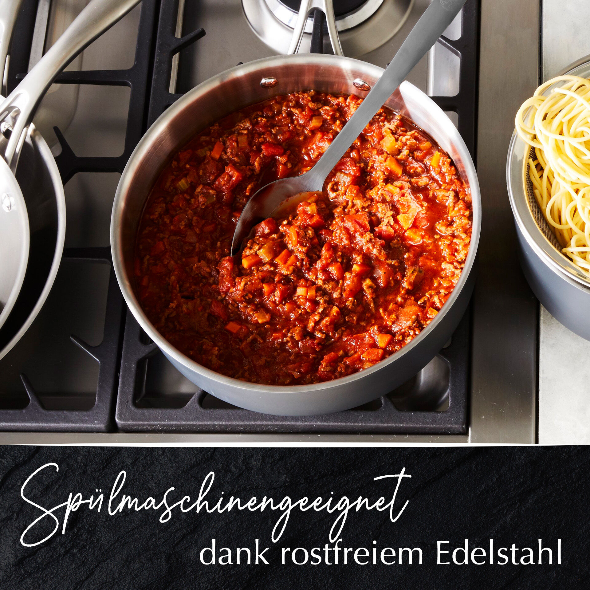 Servierlöffel Satin, schwarz, Edelstahl