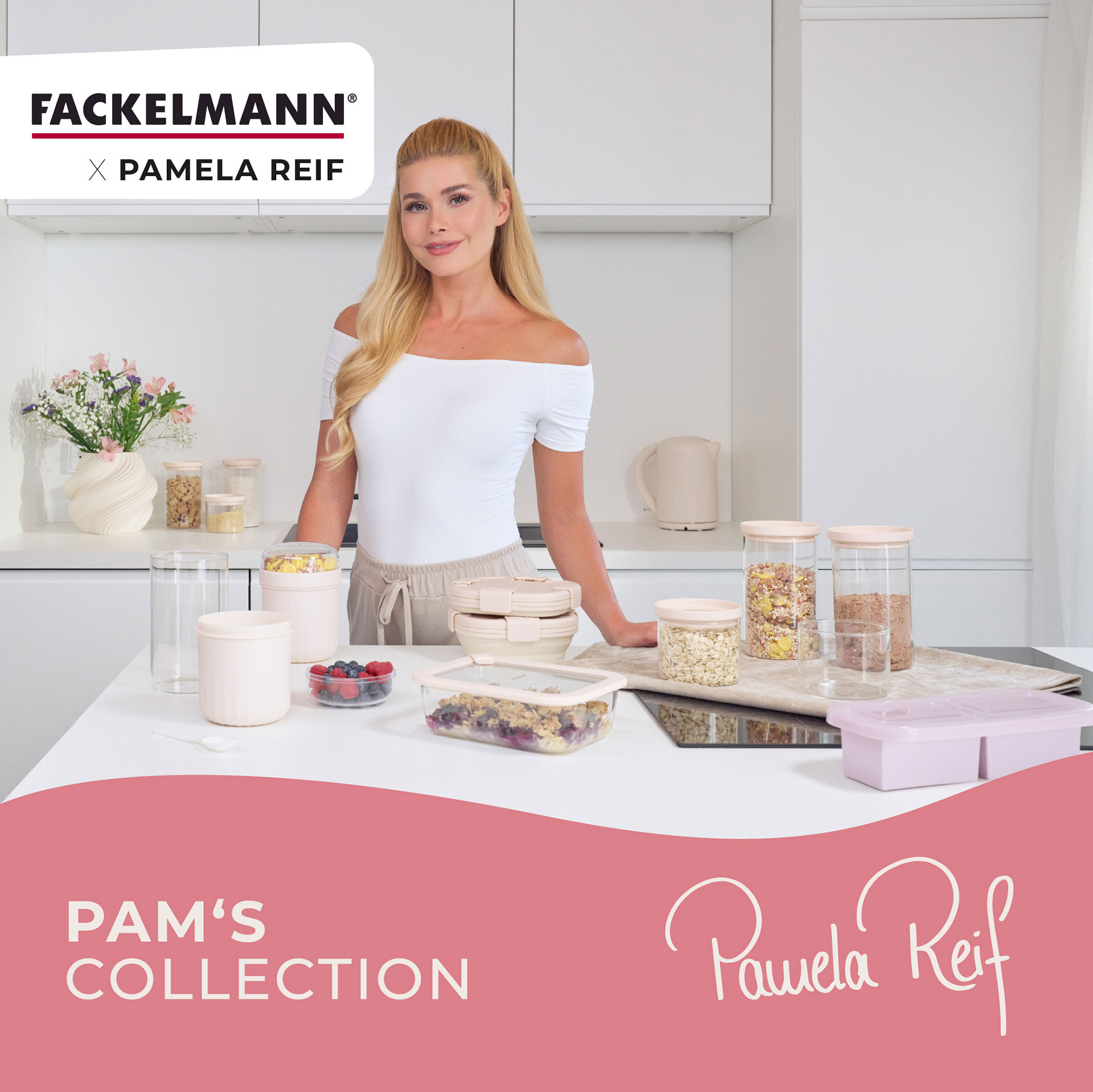 Pamela Reif Müsli to go Becher inkl. Löffel, 500ml, beige