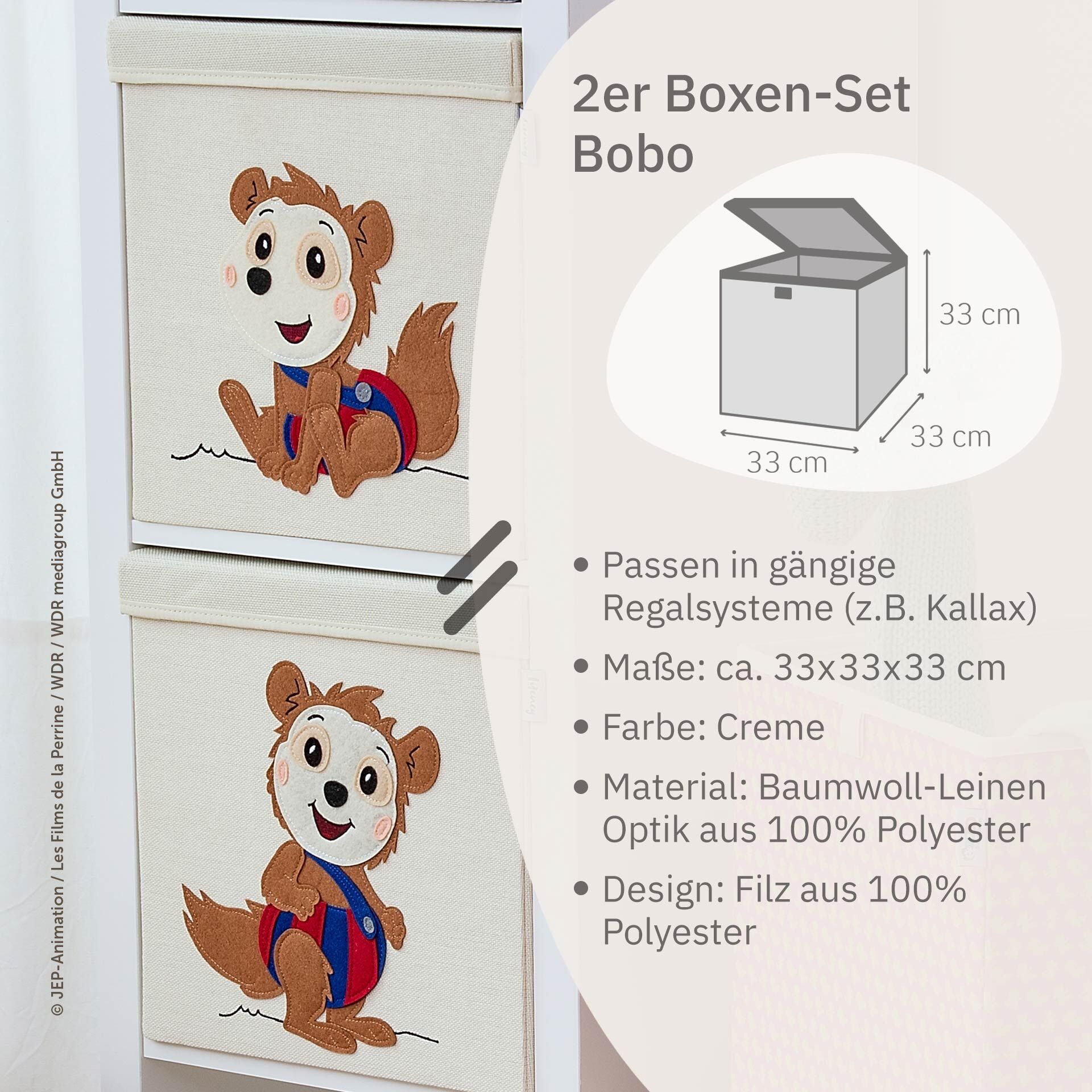 Aufbewahrungsboxen-Set Bobo, 33x33x33cm