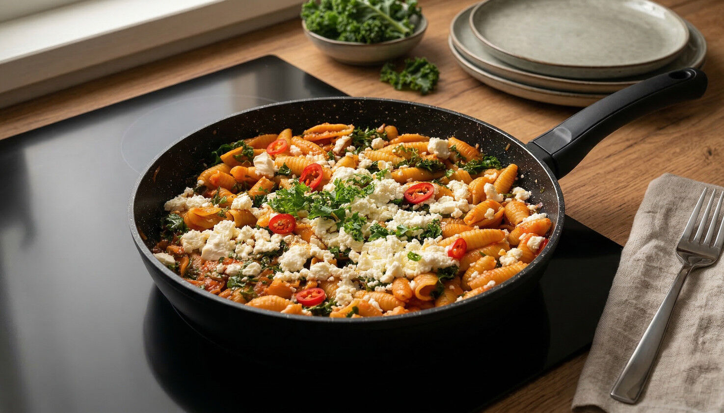 Nudelpfanne mit Feta