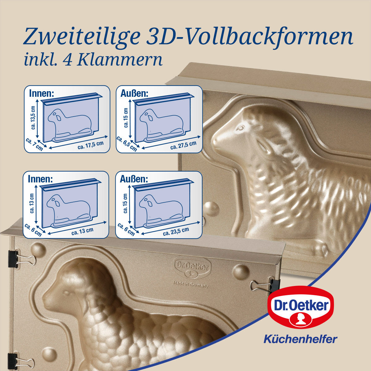 Backformen-Set "Lamm und Lämmchen gold", 2-teilig