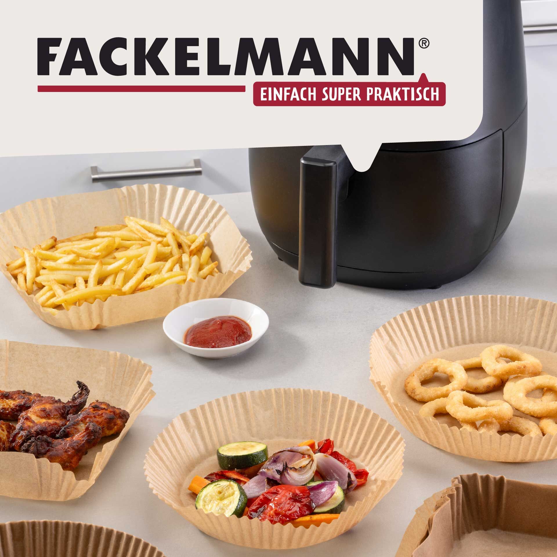 Backpapier für Heißluftfritteuse eckig ,16cm, 50 Stk.