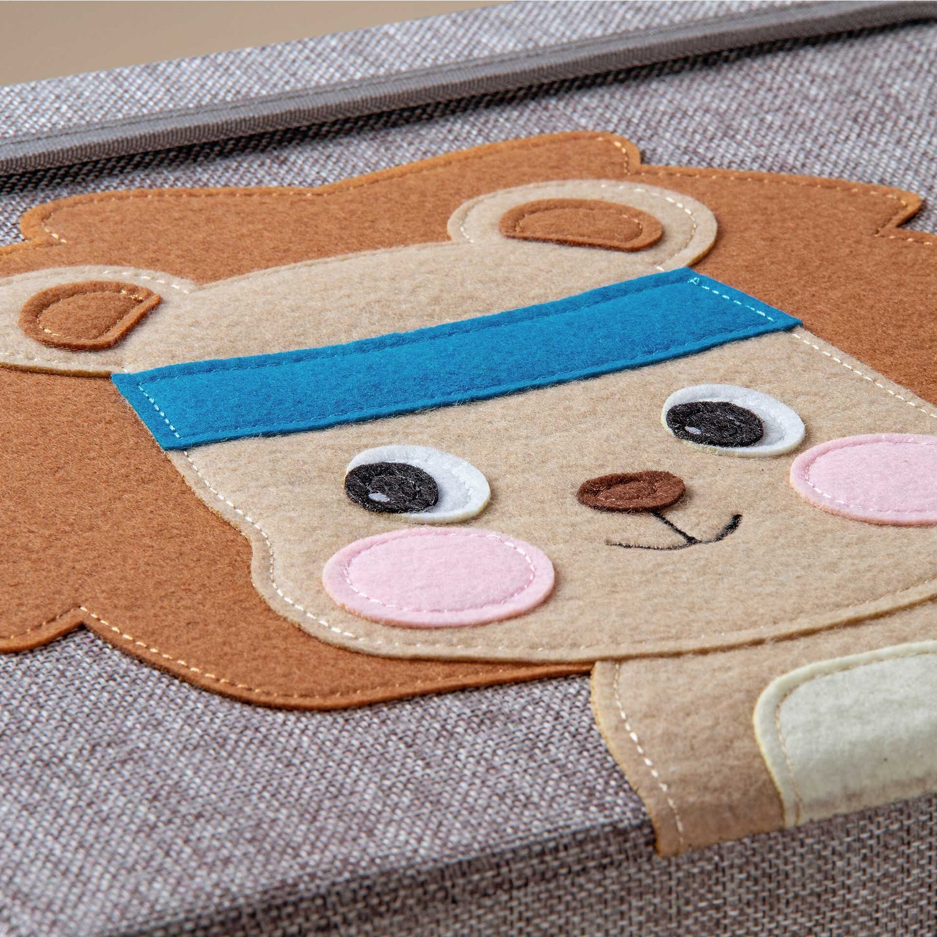 Aufbewahrungsbox mit Deckel, Löwe, grau, 33x33x33cm