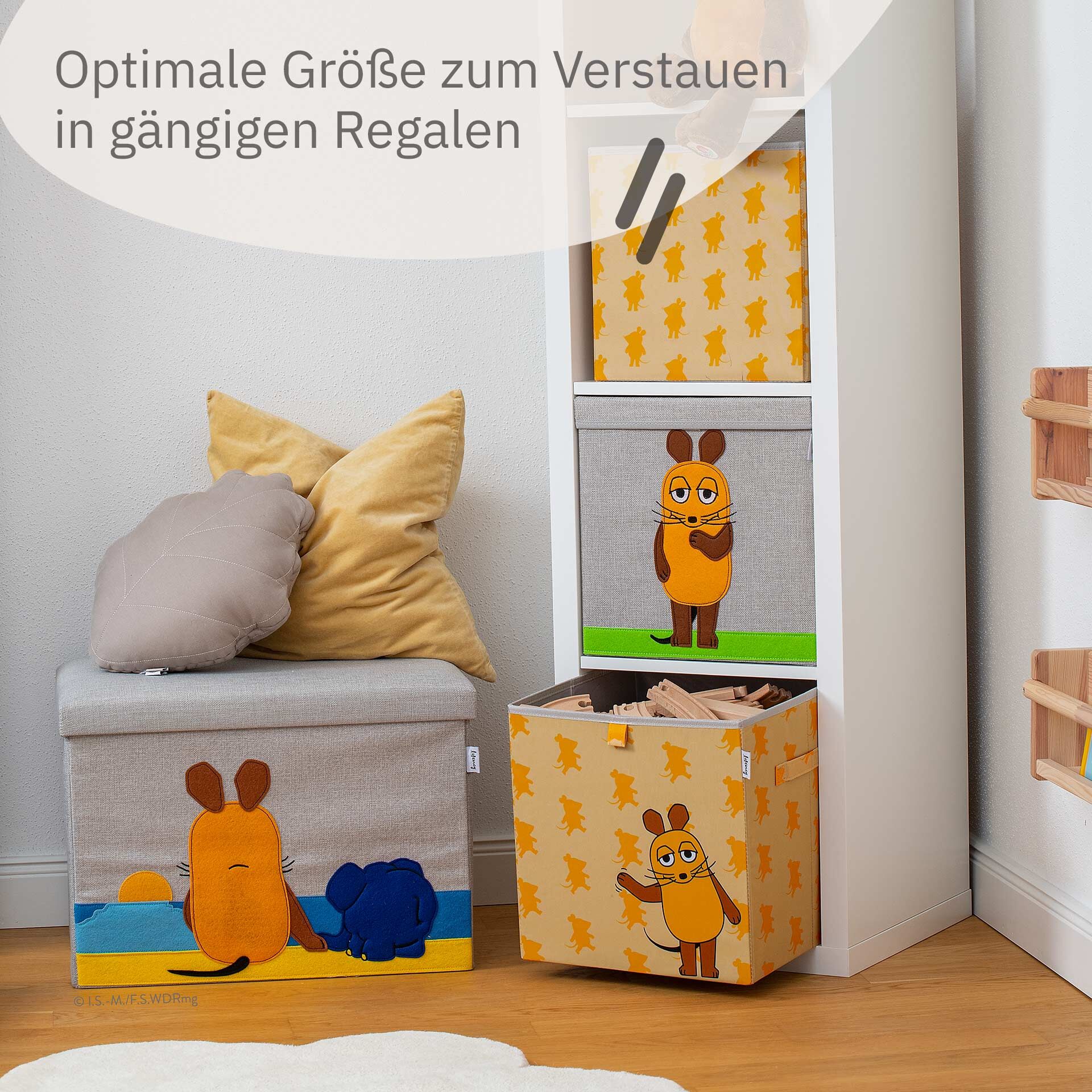 Aufbewahrungsbox mit Deckel DieMaus stehend, 33x33x33cm