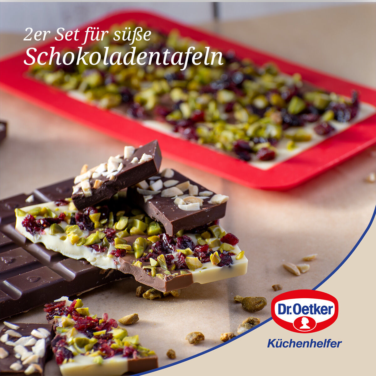 Schokoladenform Süße Tafeln rot, Silikon, 2 Stück