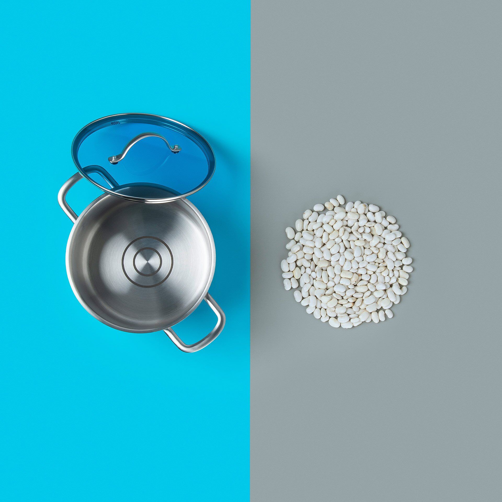 Kochtopf mit blauem Glasdeckel, Ø20cm, Edelstahl