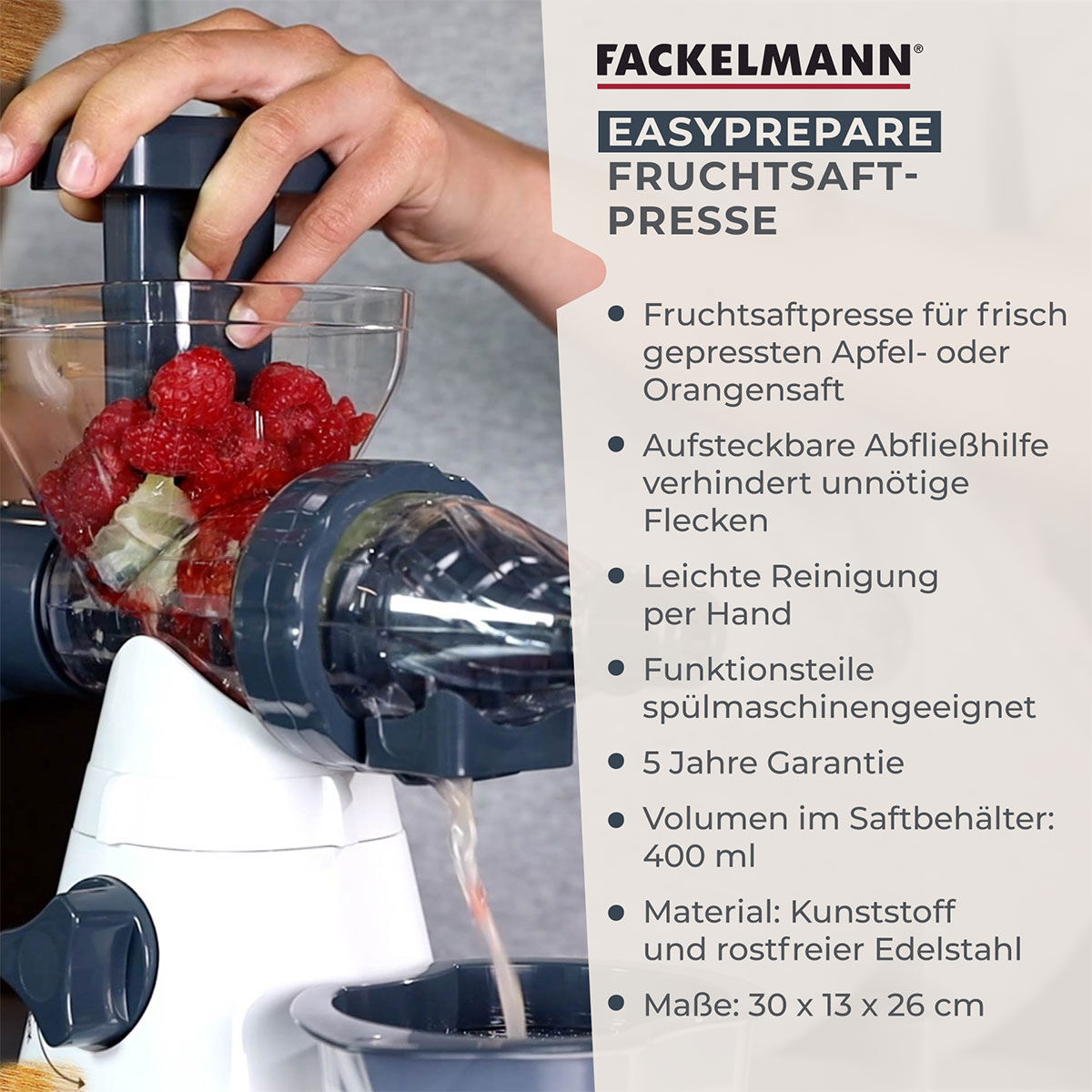Saftpresse mit Behälter #easyprepare, manuell, 3-teilig