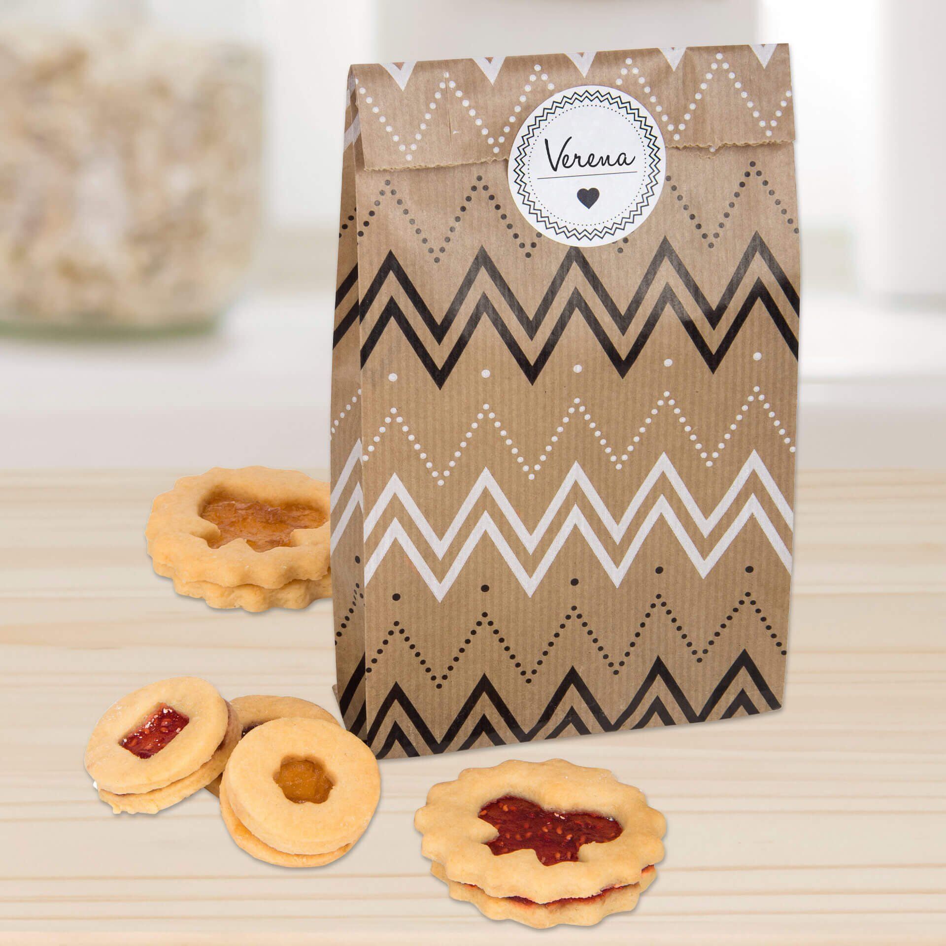 Geschenktüten mit Sticker, 8-teilig, Papier