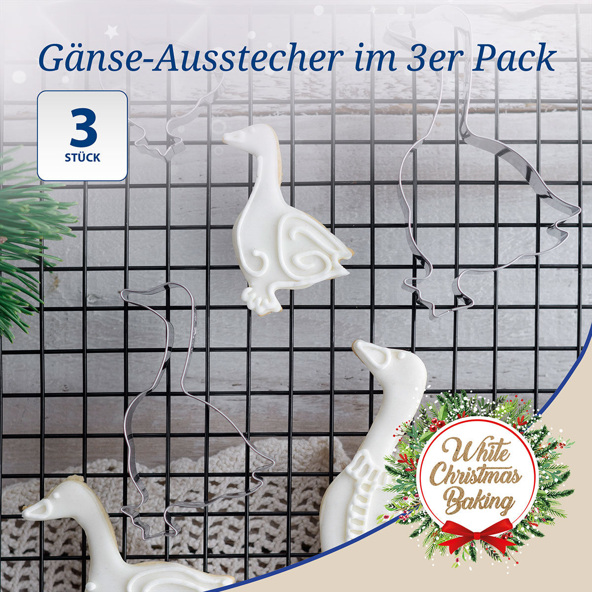 Ausstecher Gansfamilie White Christmas Baking, 3-teilig