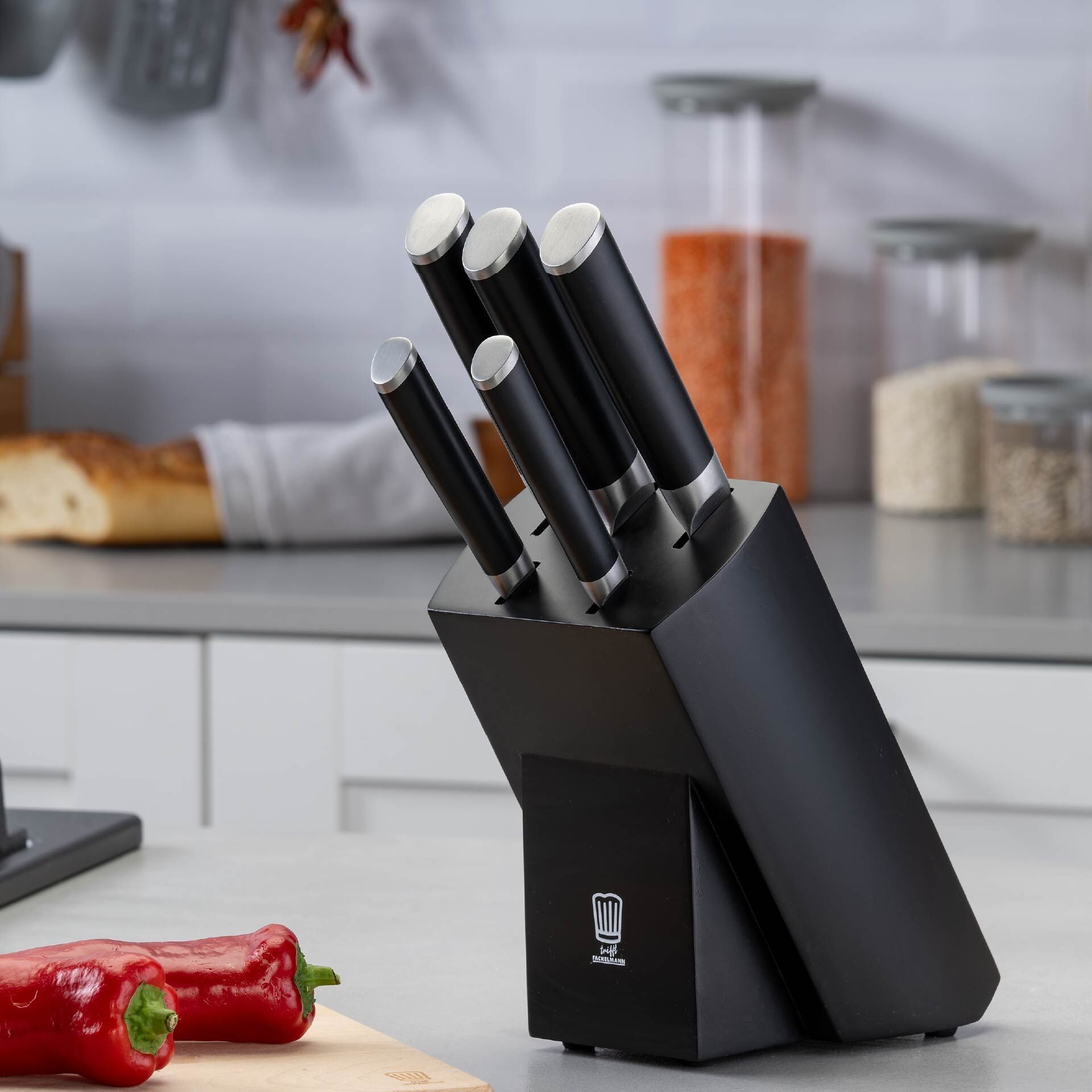 Messerblock, schwarz, 6-teilig