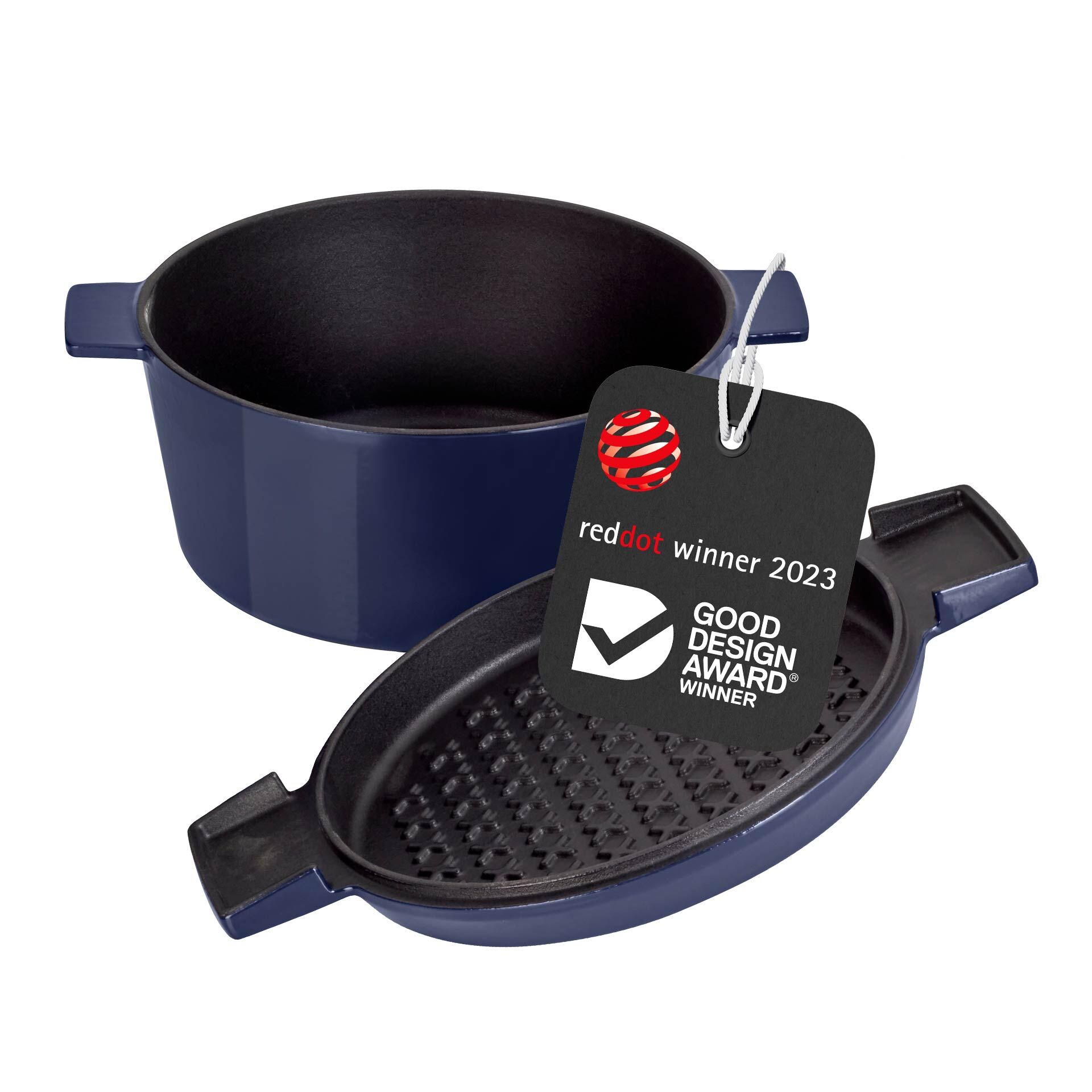 Cocotte mit Grilldeckel, 24cm, Gusseisen, blau Cocotte mit Grilldeckel, 24cm, Gusseisen, blau