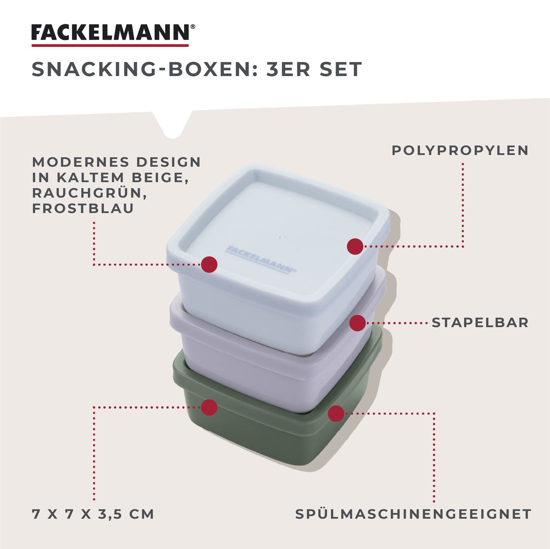 Snack Box Be The Move, eckig, 7x7cm, 3 Stk.