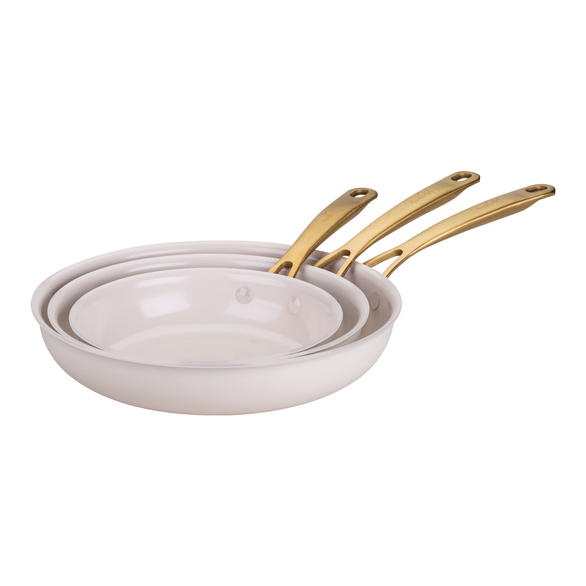 Pamela Reif Bratpfannen-Set Signature, Keramik, Gold-Griff, Ø20+24+28cm