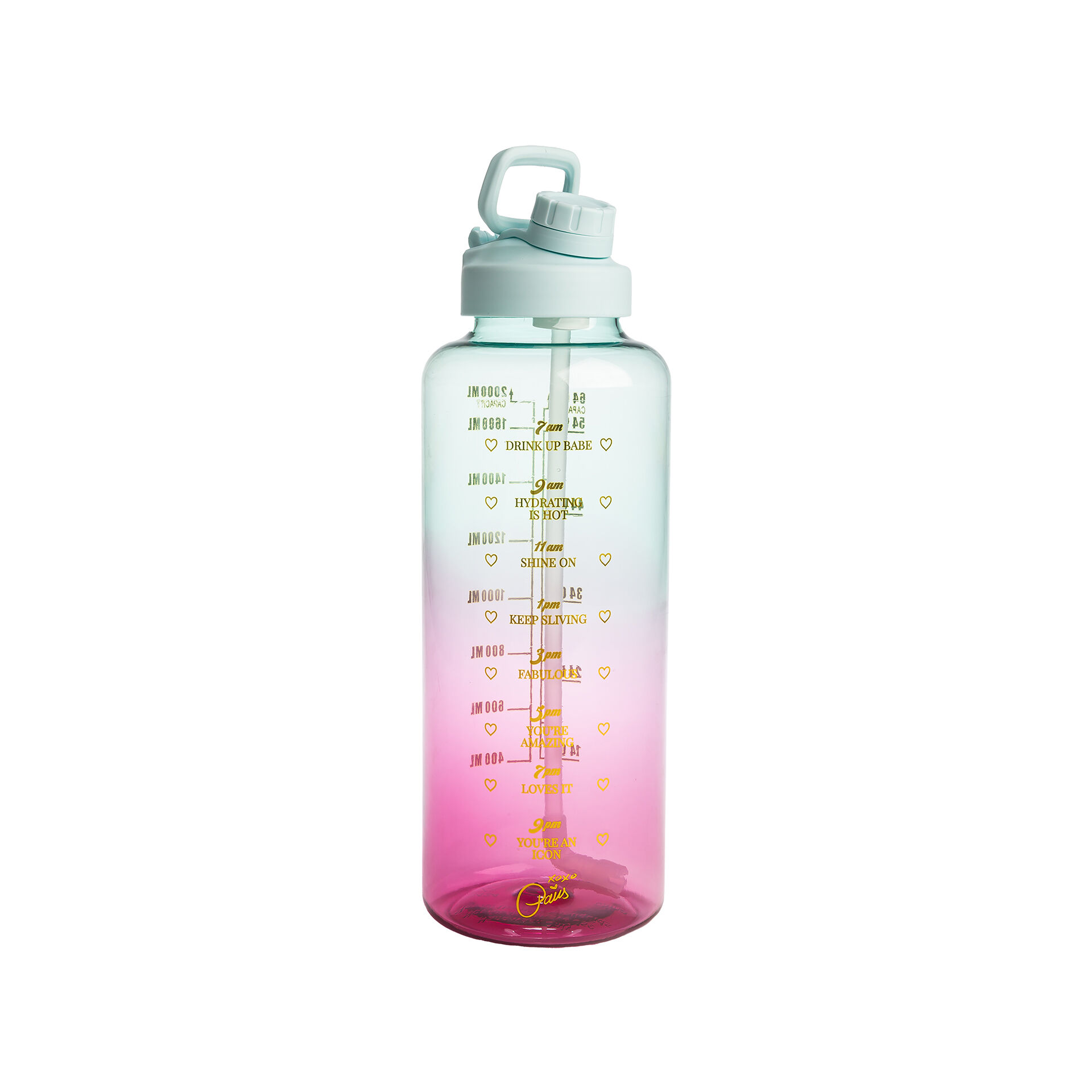 Motivations-Trinkflasche Pink/Blau, 2L