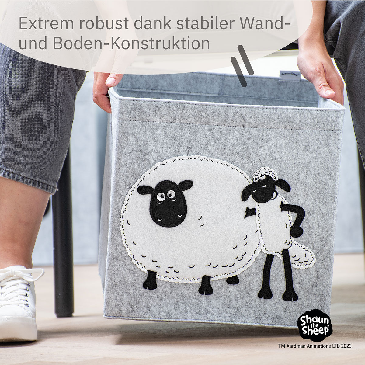 Aufbewahrungsbox Shaun mit Freund, Filz, 33x33x33cm