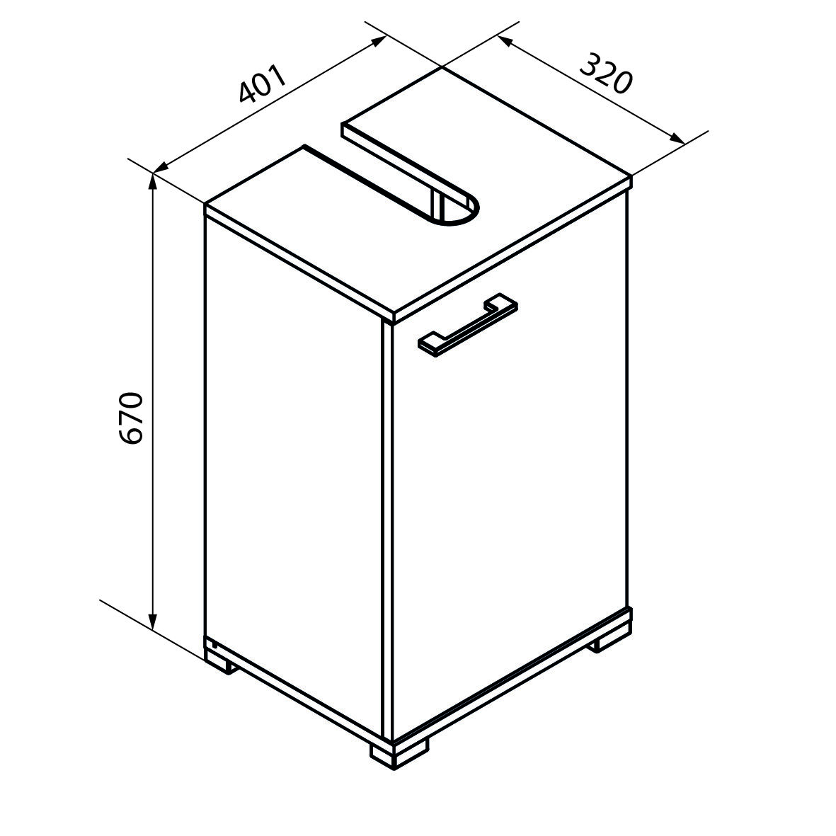 Waschbeckenunterschrank Easy, 40cm, Eiche, stehend