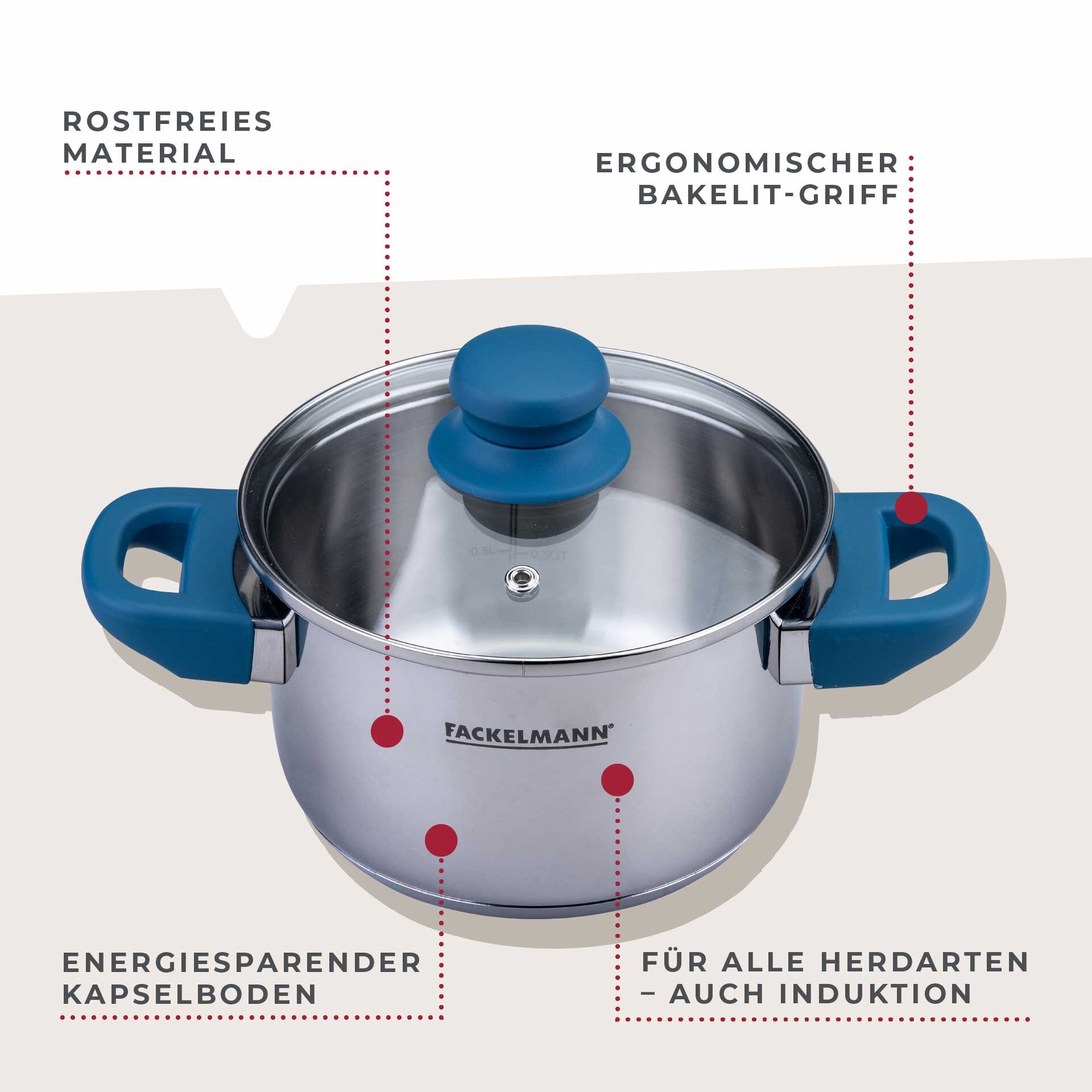 Kochtopf mit Deckel Essential, Ø16cm, blau