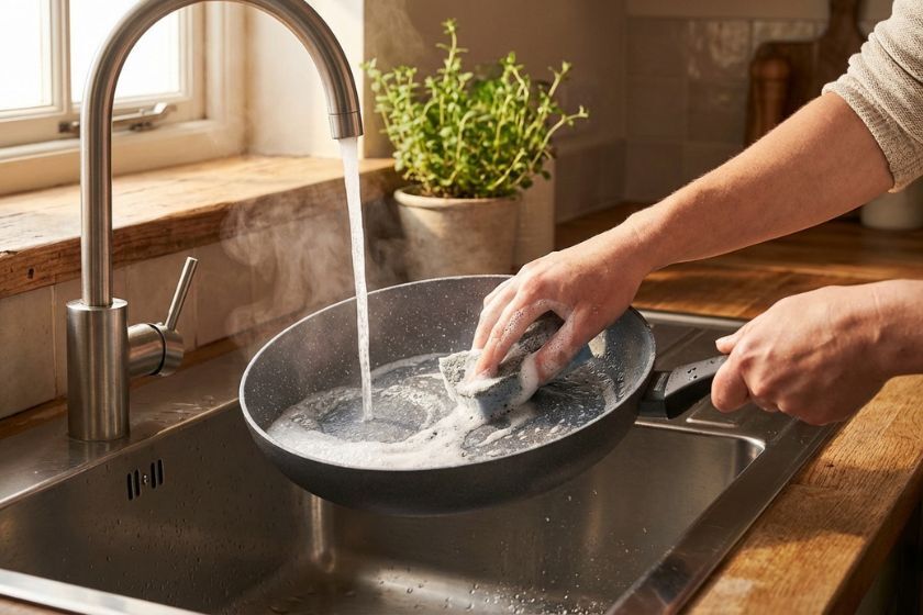 Pfanne reinigen – so wirst du eingebrannten Schmutz schonend los