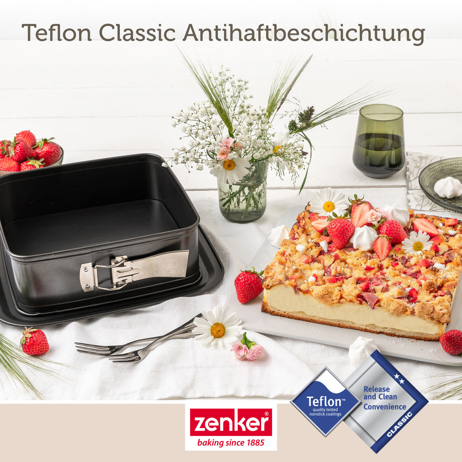 Springform quadratisch mit Transporthaube,  24x24cm