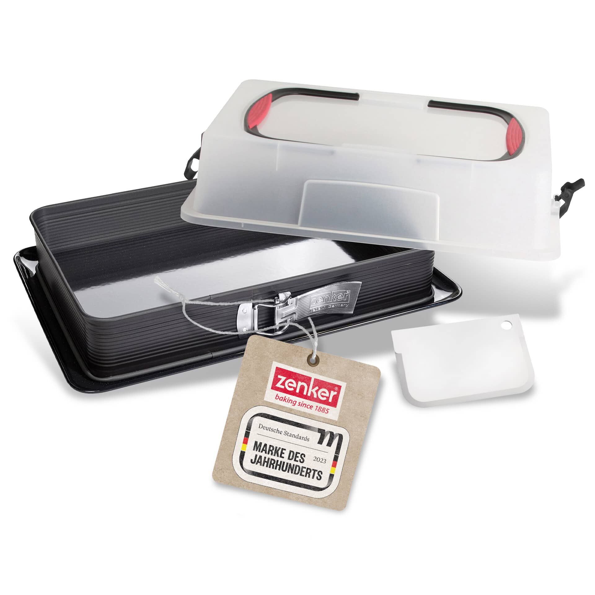 Springform rechteckig mit Auslaufschutz & Deckel Deluxe, 42x29cm