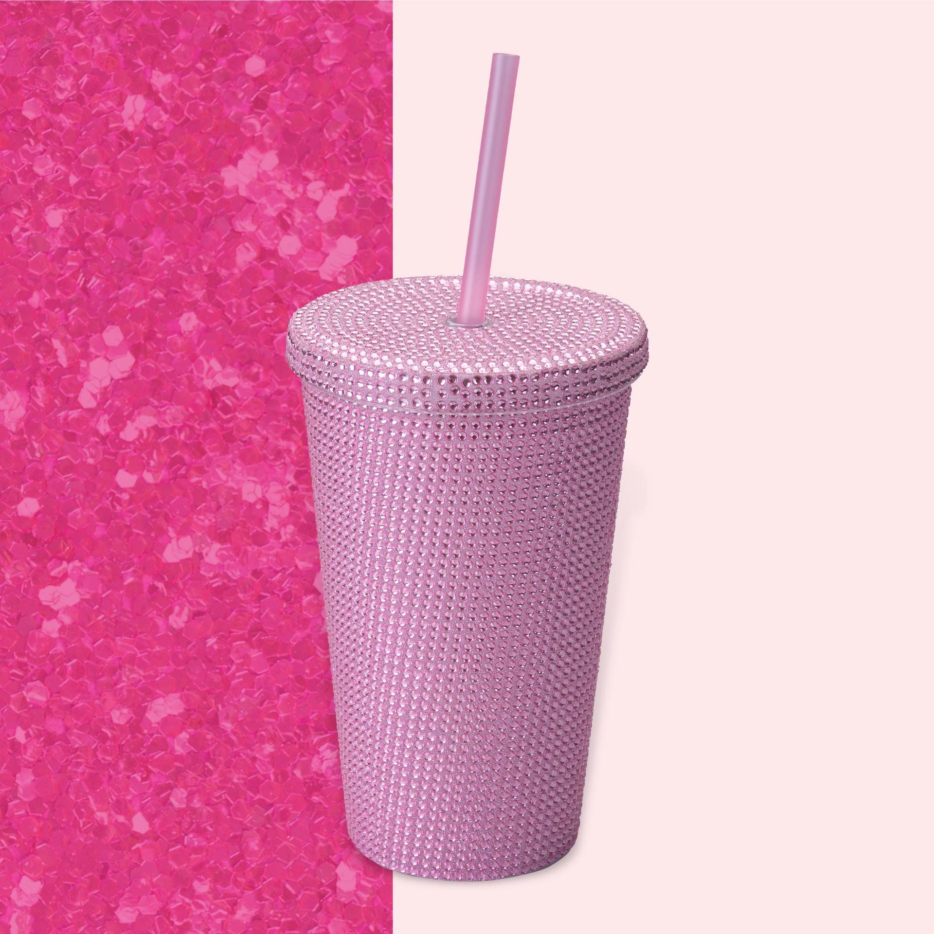 Trinkbecher Pink, Strass, 500ml