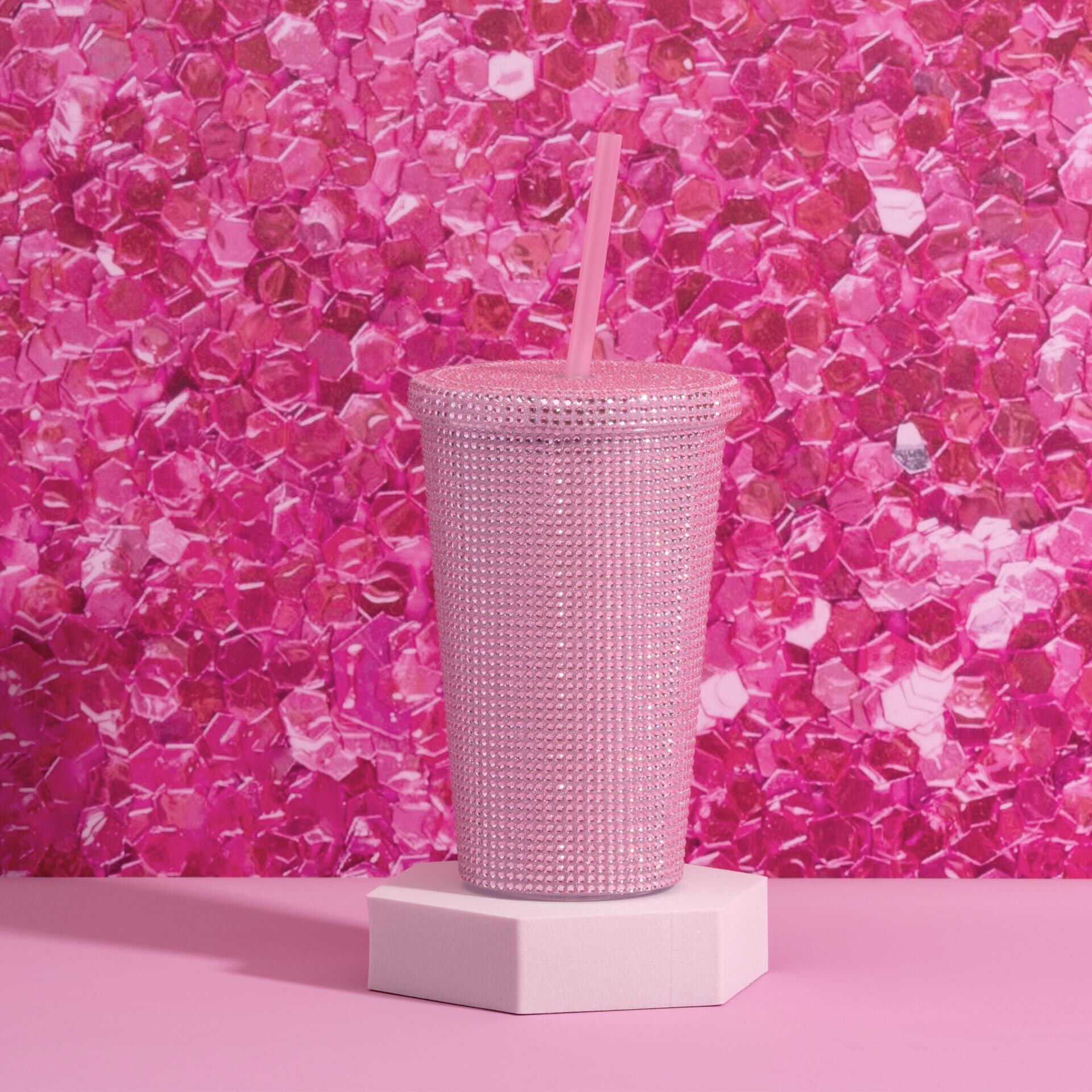 Trinkbecher Pink, Strass, 500ml