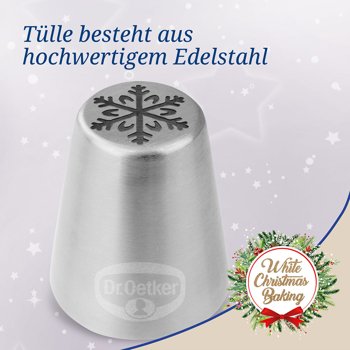 Tülle Schneeflocke inkl. 4 Spritzbeutel White Christmas Baking