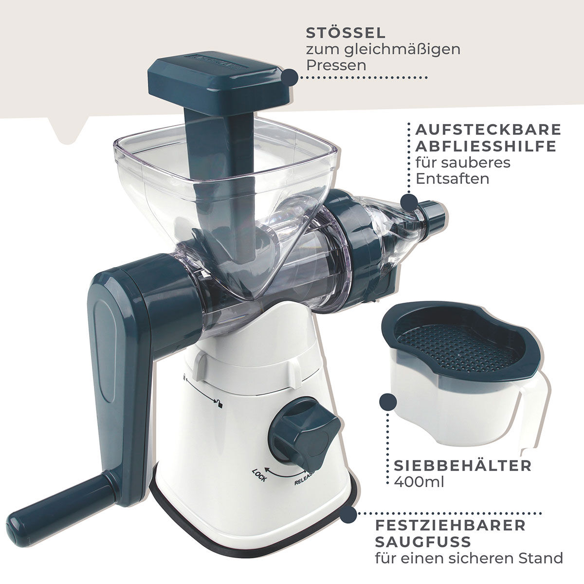 Saftpresse mit Behälter #easyprepare, manuell, 3-teilig