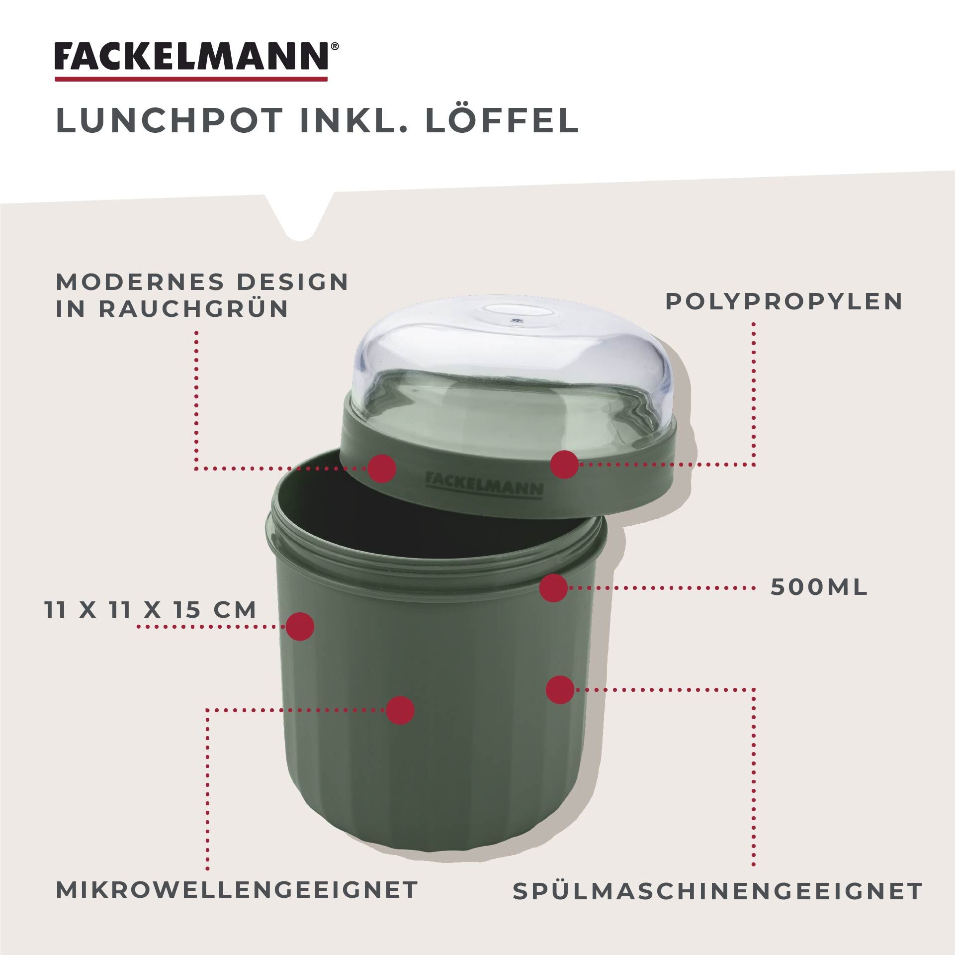 Müsli to go Becher inkl. Löffel, Be The Move, 500ml, grün