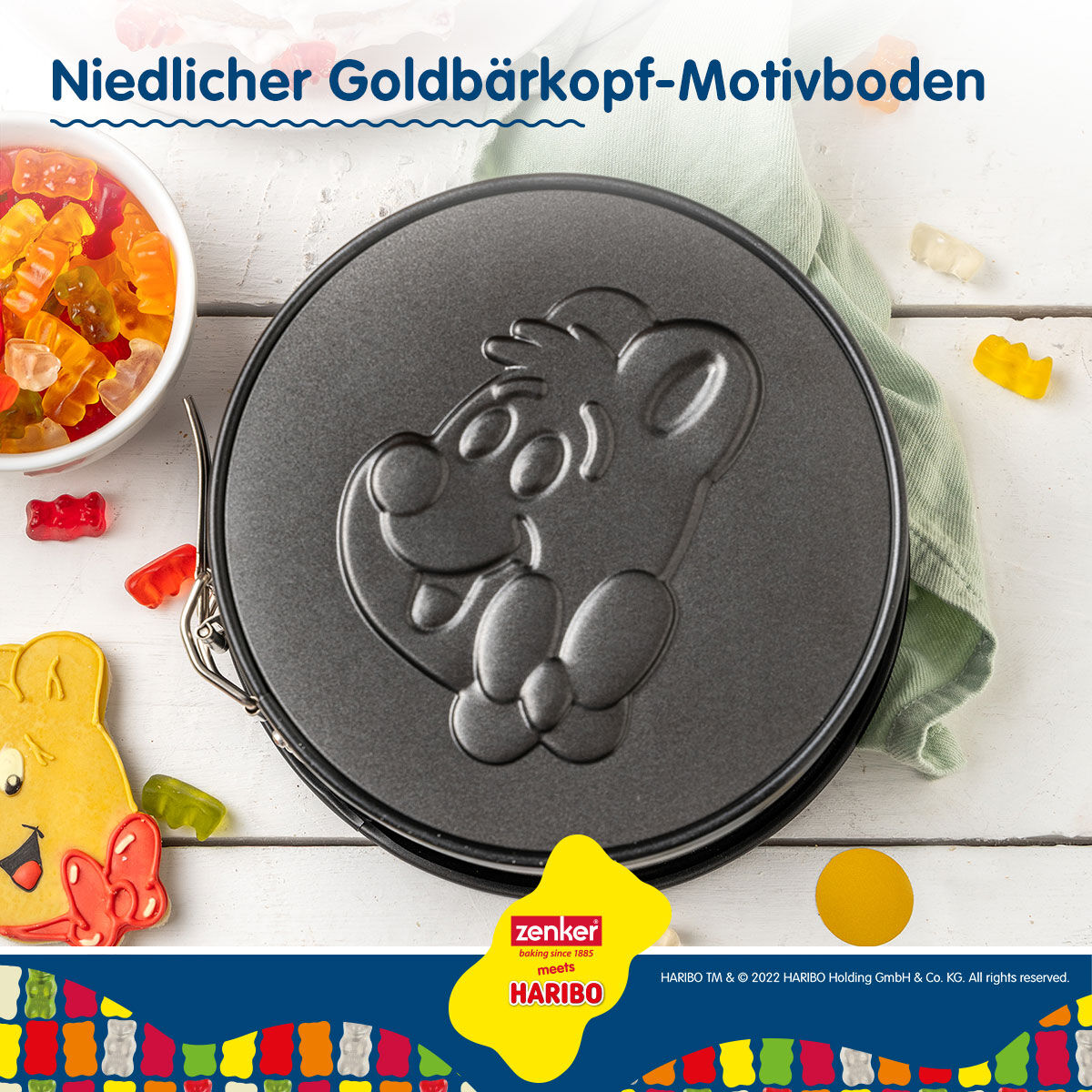 Springform mit Motivboden + Ausstecher HARIBO Goldbär, Ø18cm
