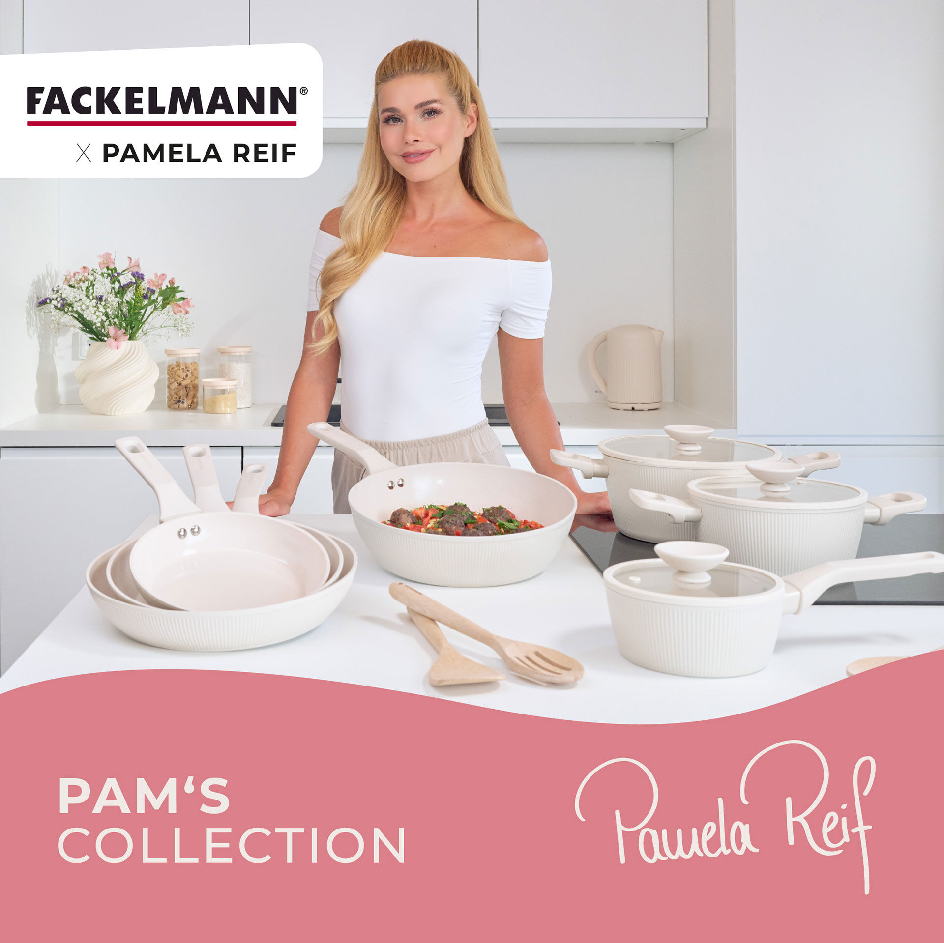 Pamela Reif Bratpfannen-Set, Keramik, Soft-Touch-Griff, 3-tlg.