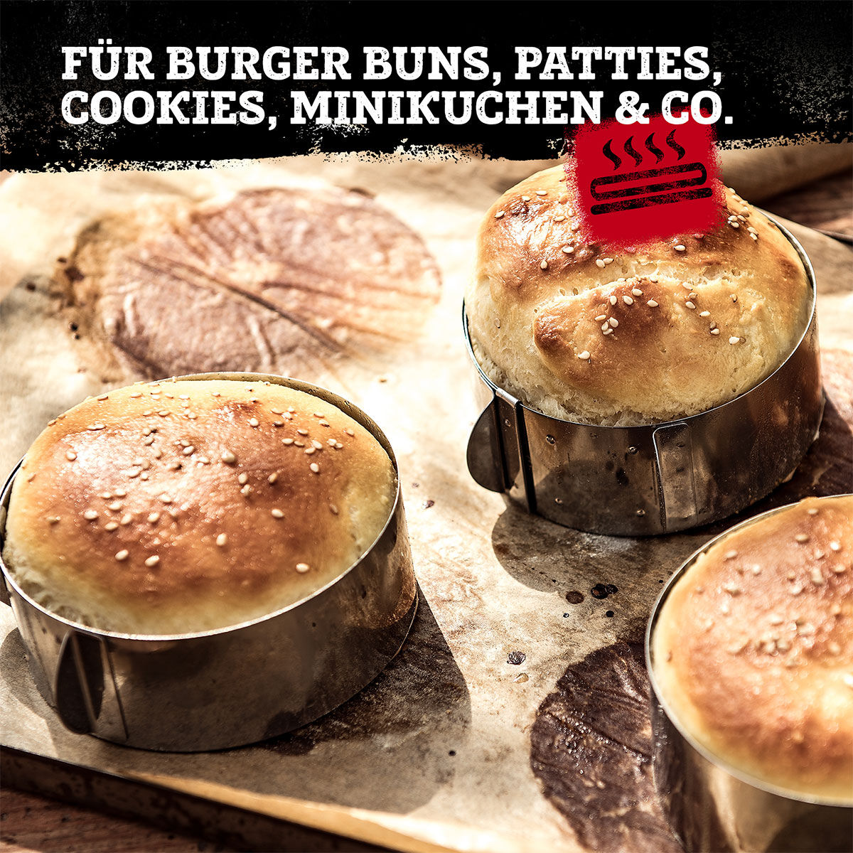 Burger- und Dessertringe, 2 St., Edelstahl, verstellbar