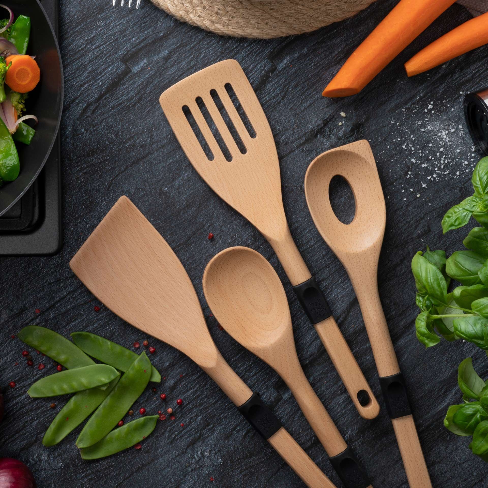 Küchenhelfer-Set Buchenholz, 4-teilig