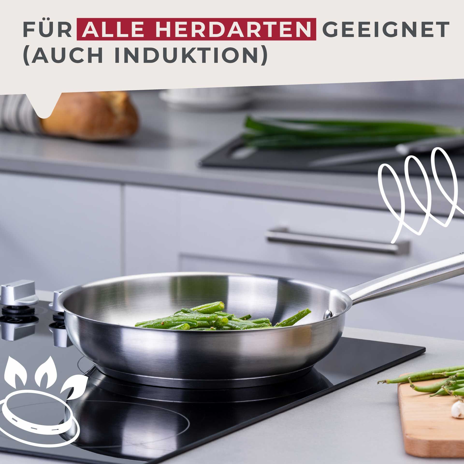 Bratpfanne Ovalgriff, Ø24cm, Edelstahl