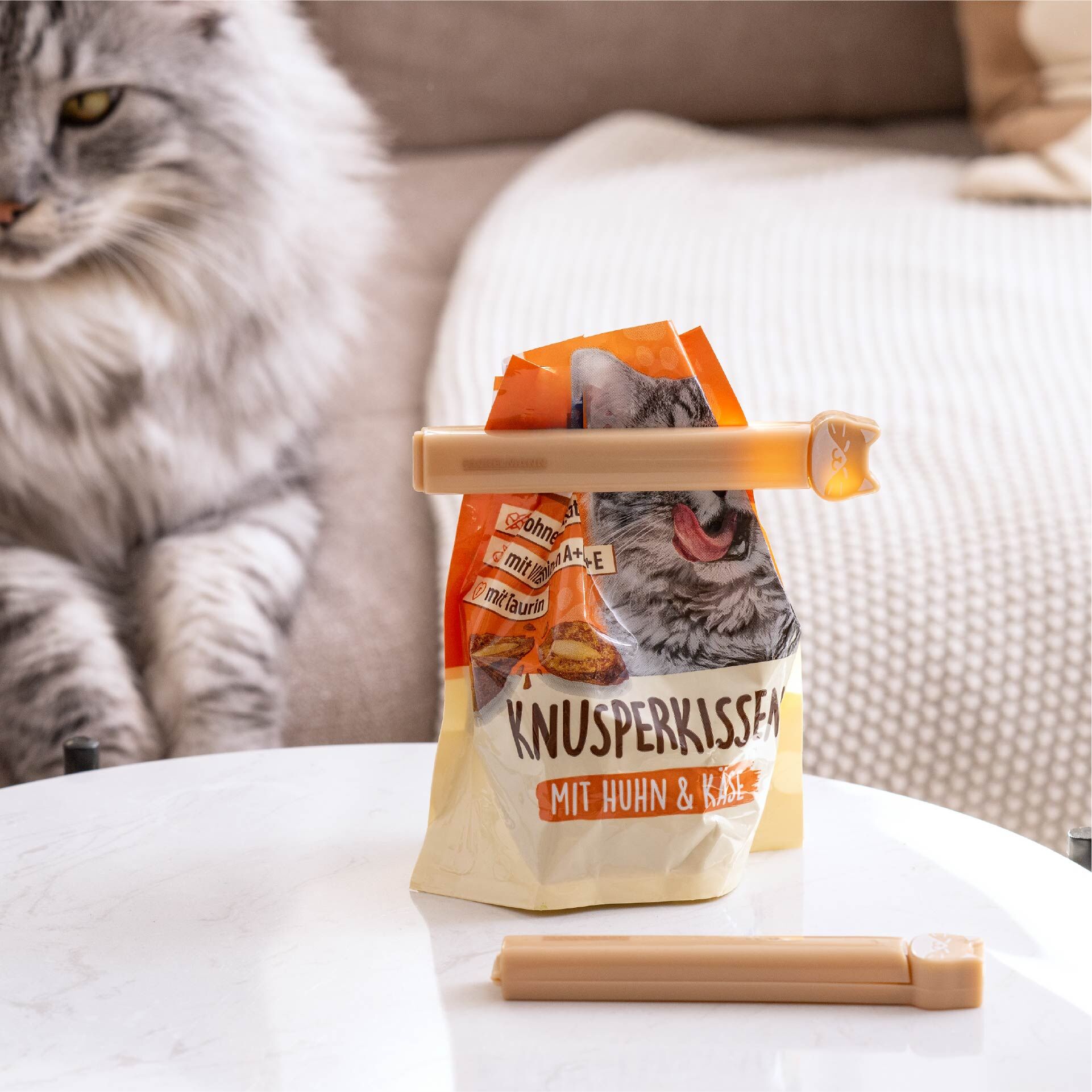 Verschluss-Clips Katze Our Pets, beige