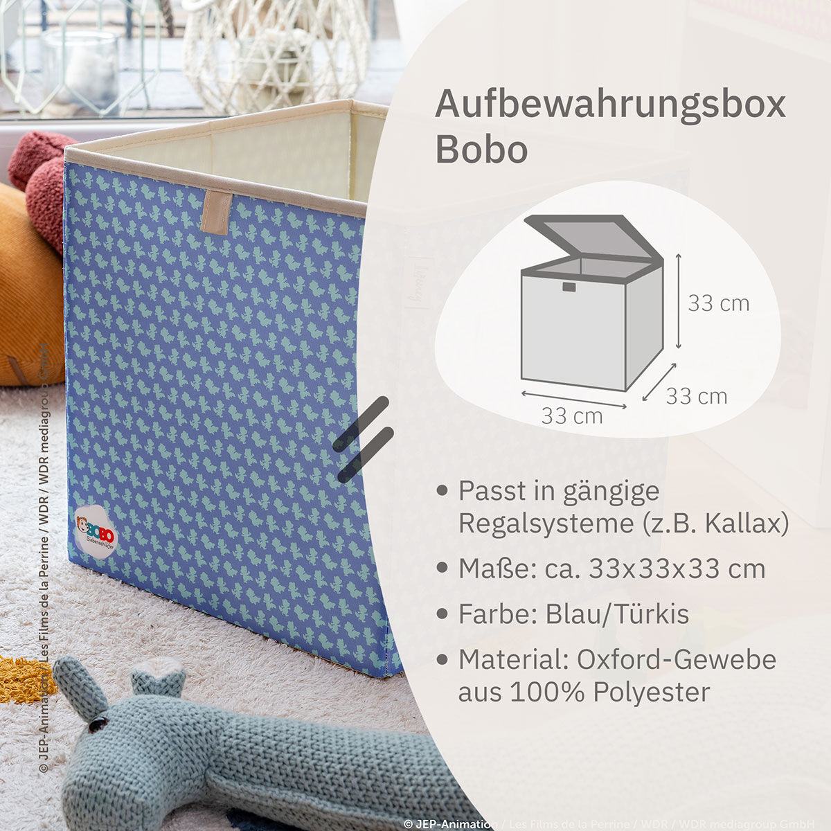 Aufbewahrungsbox Bobo, blau, 33x33x33cm