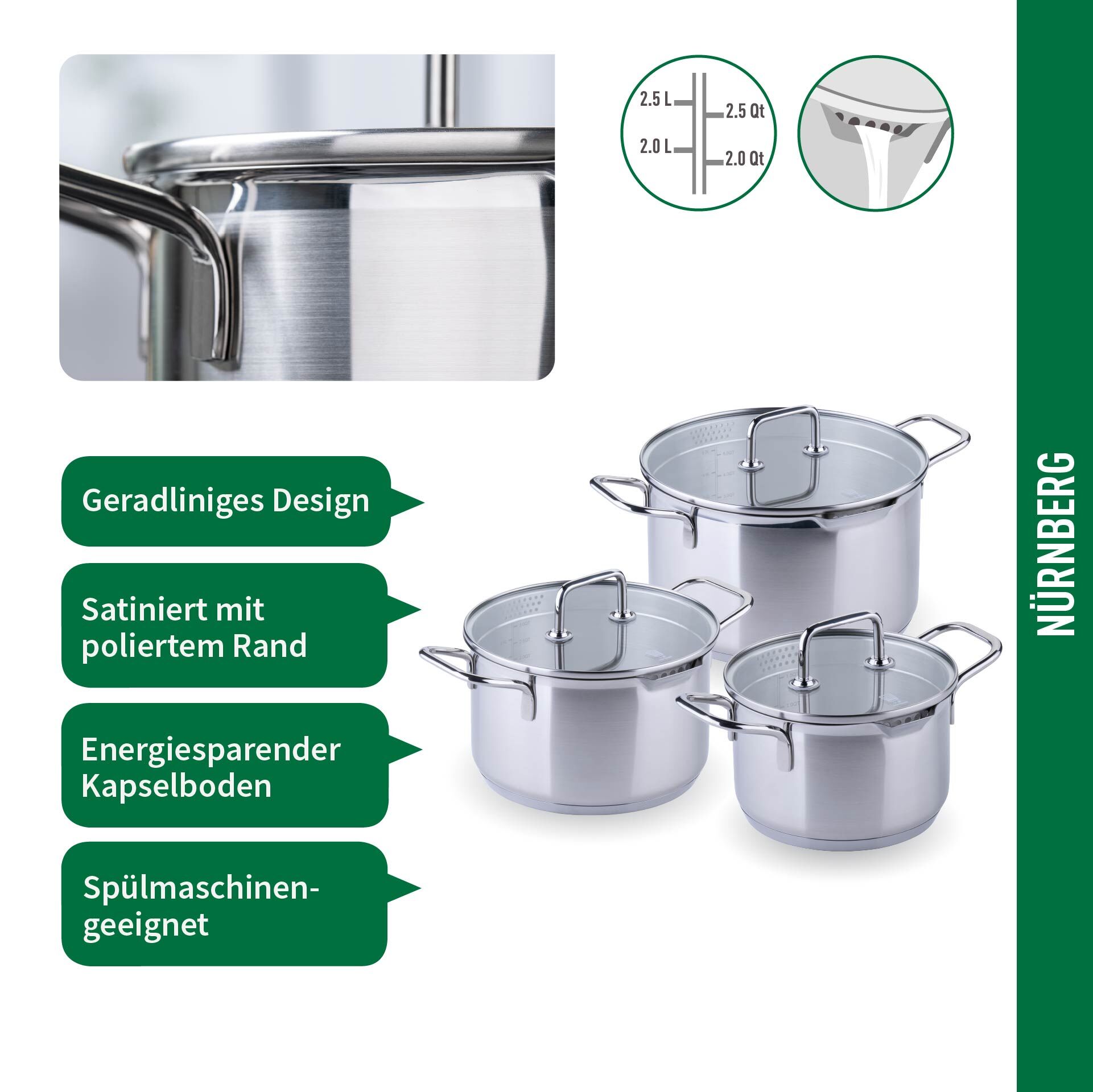 Topfset "Nürnberg", Ø16/20/24cm, 6tlg.