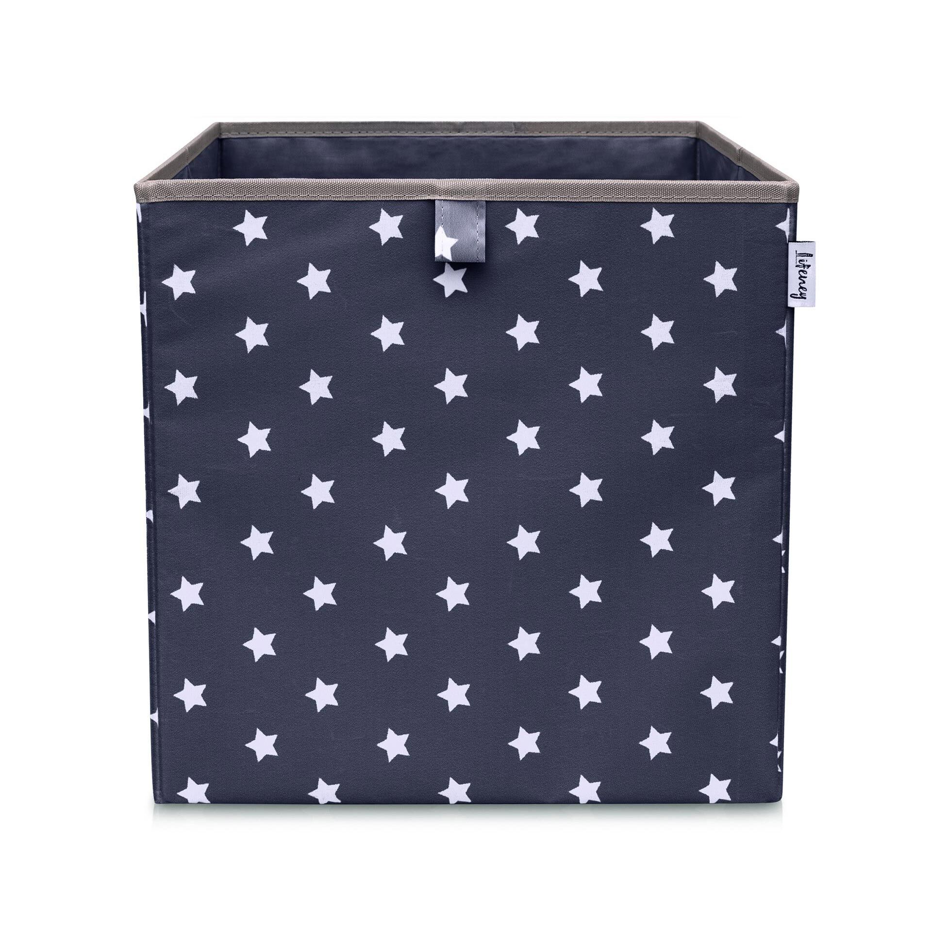 Aufbewahrungsbox 3er-Set Sterne, anthrazit hellblau & blau, 33x33x33cm