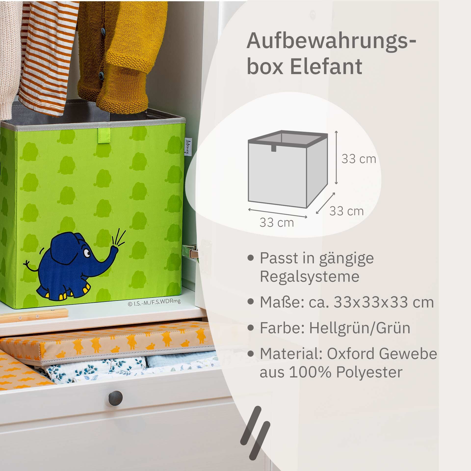 Aufbewahrungsbox DieMaus Elefant, grün