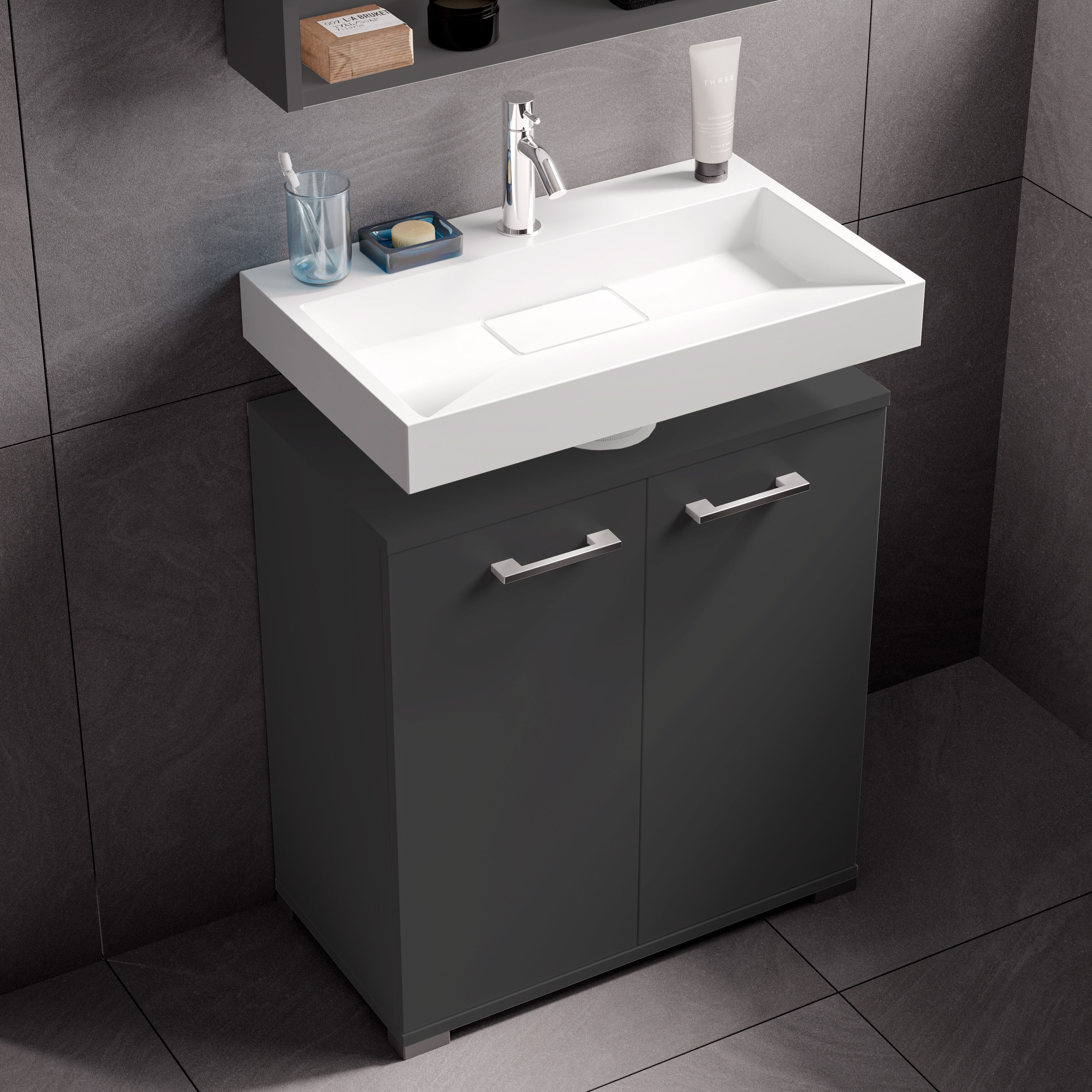 Waschbeckenunterschrank Easy, 60cm, Anthrazit, stehend