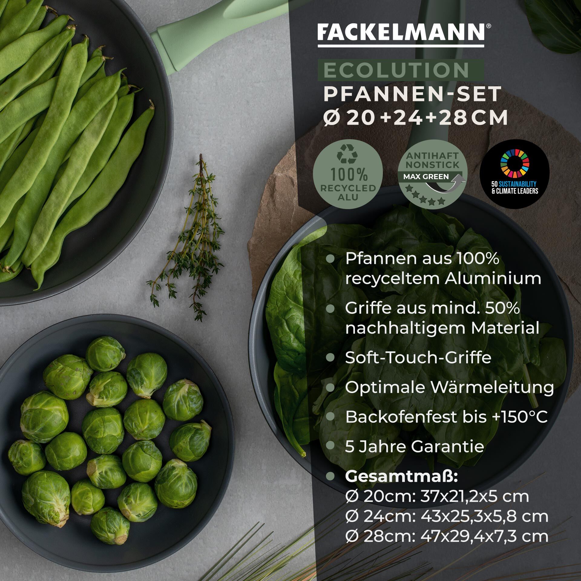 Pfannen-Set "Ecolution", 3-teilig