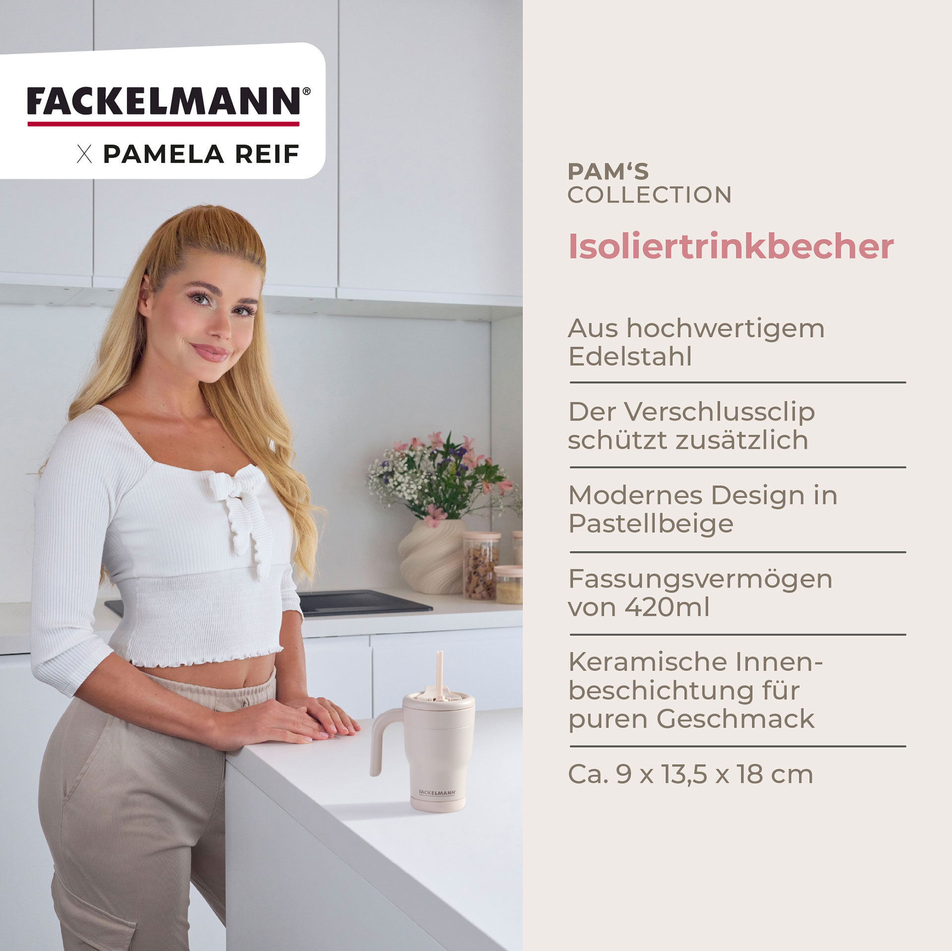 Pamela Reif Thermotrinkbecher Pastell Beige, 420ml