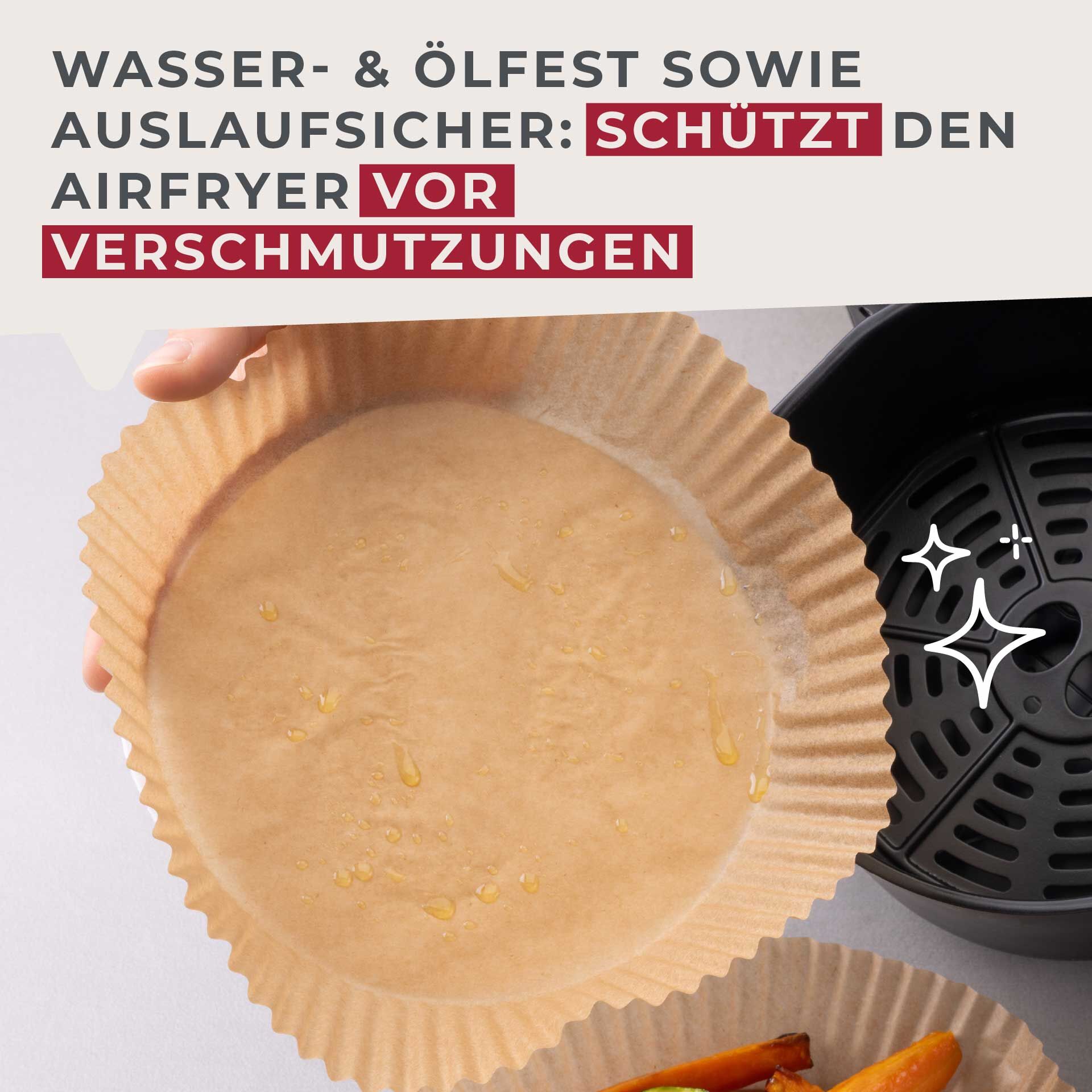 Backpapier für Heißluftfritteuse, rund, 16x16x4,5cm, 40 Stk.